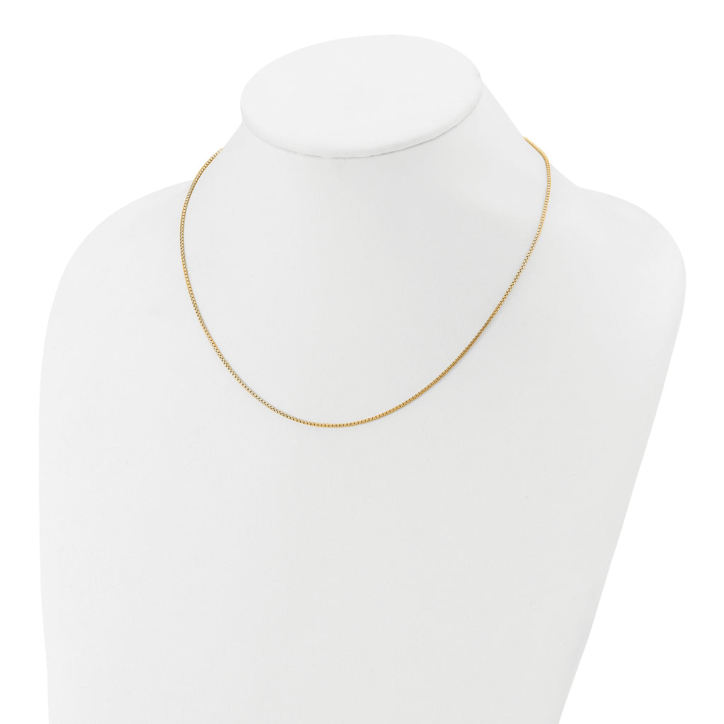 Sterling Silver Gold-plated 1.2mm Round Box 1in+1in Adj. Chain