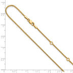 Sterling Silver Gold-plated 1.2mm Round Box 1in+1in Adj. Chain