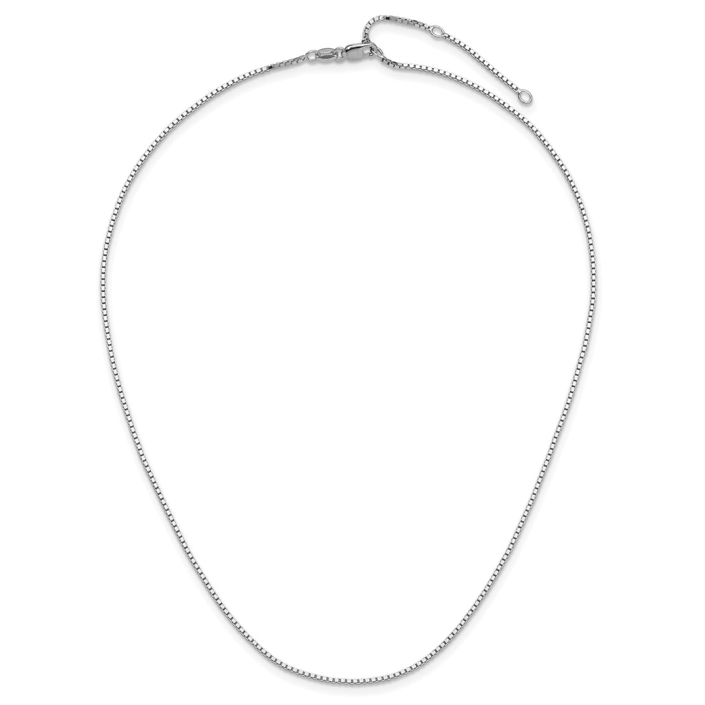 SS Rh-plated 1.2mm Box 1in+1in Adjustable Chain