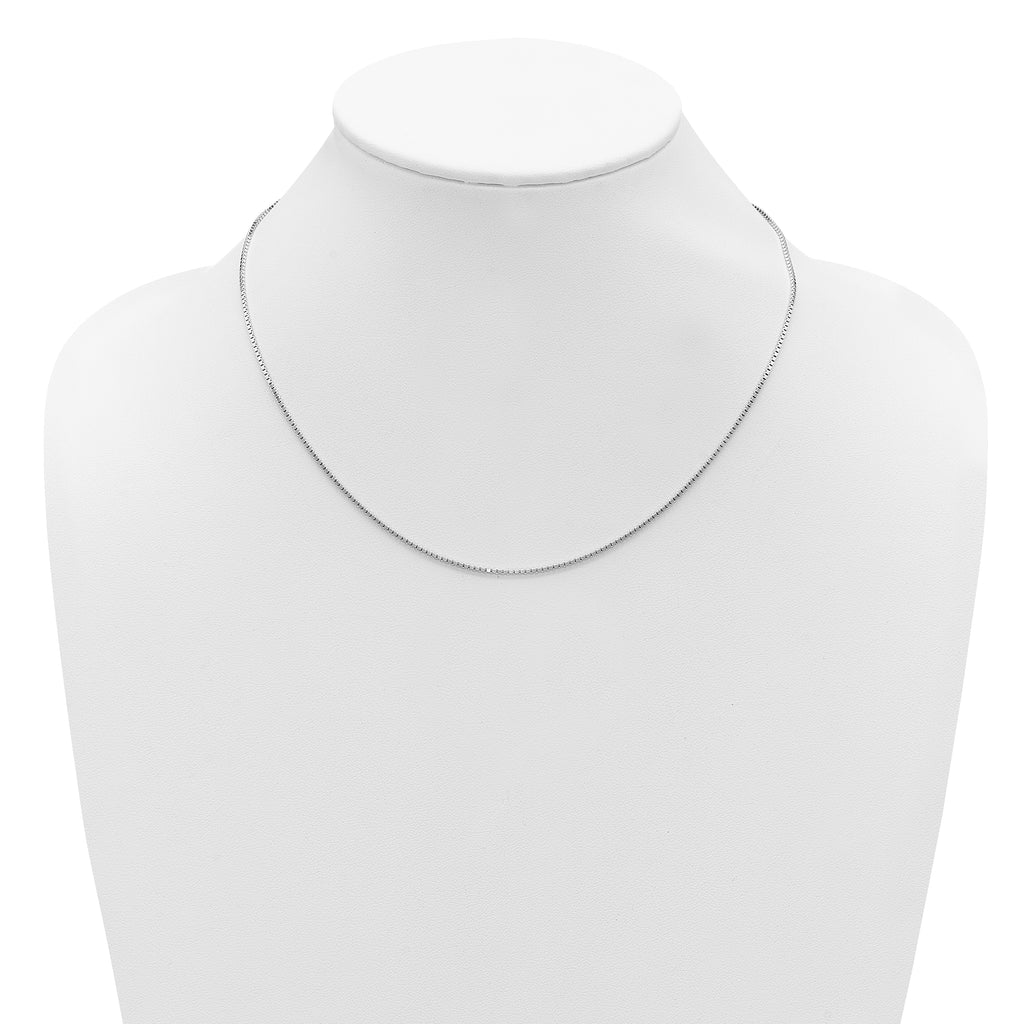 SS Rh-plated 1.2mm Box 1in+1in Adjustable Chain