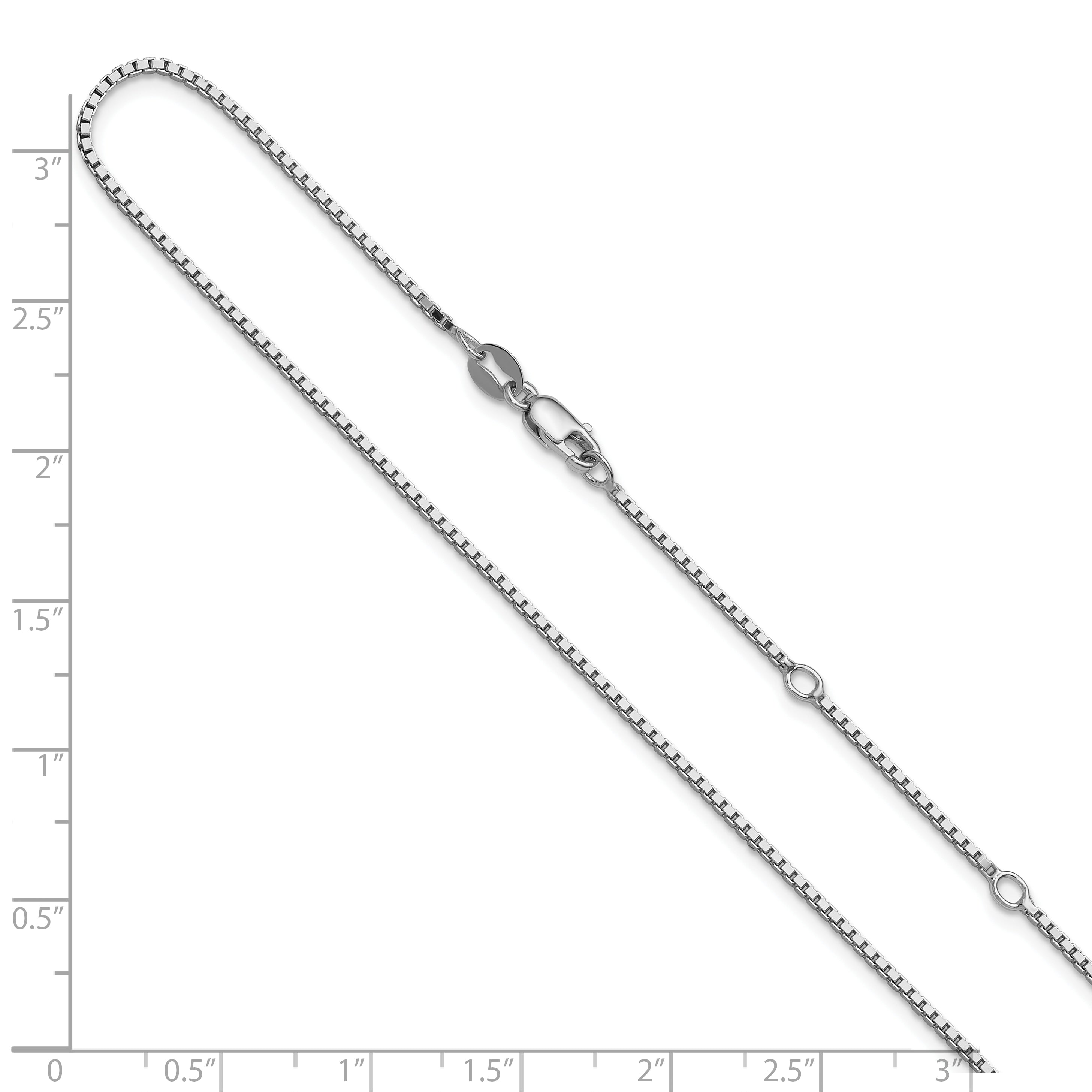 SS Rh-plated 1.2mm Box 1in+1in Adjustable Chain