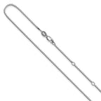 SS Rh-plated 1.2mm Box 1in+1in Adjustable Chain