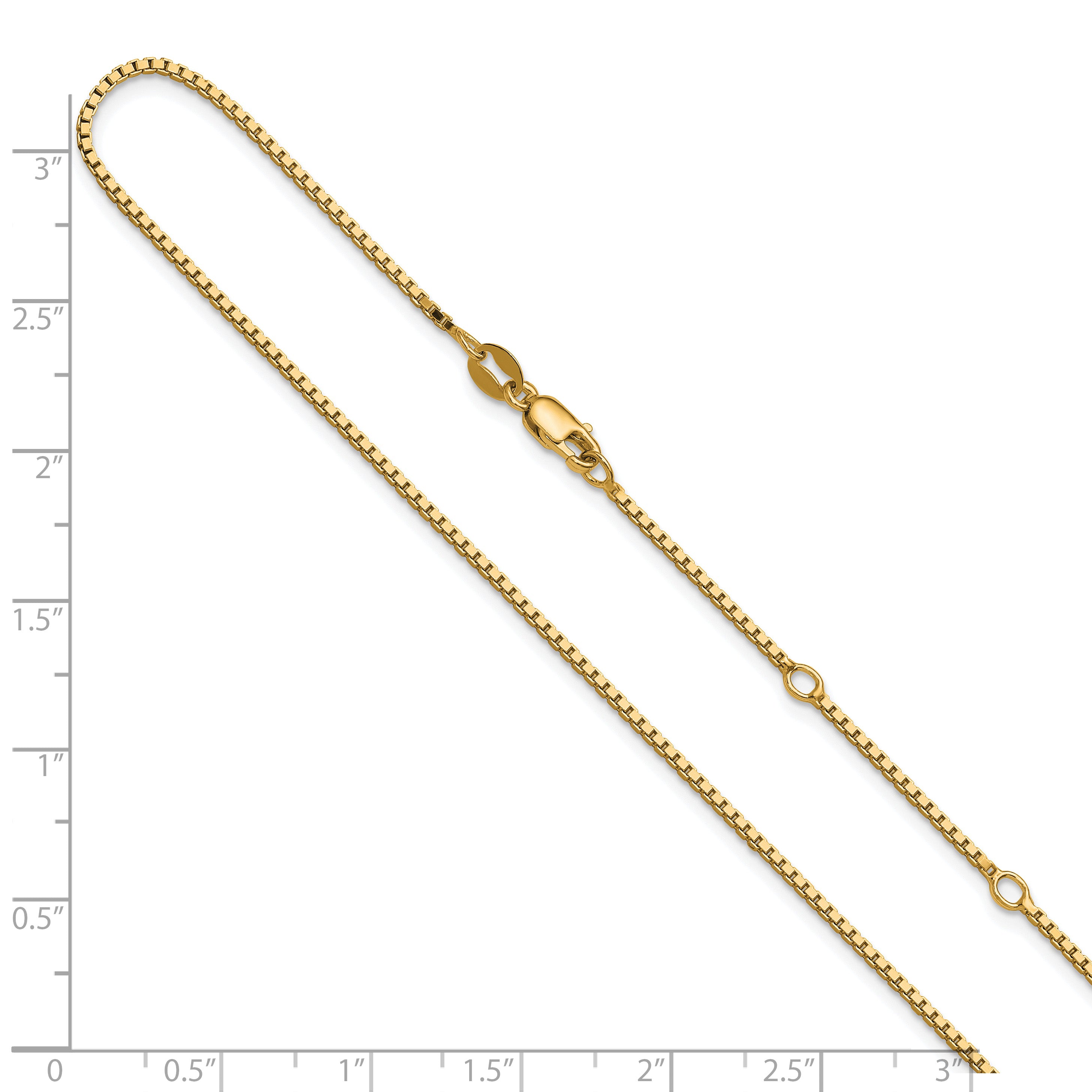 SS Gold-plated 1.2mm Box 1in+1in Adjustable Chain