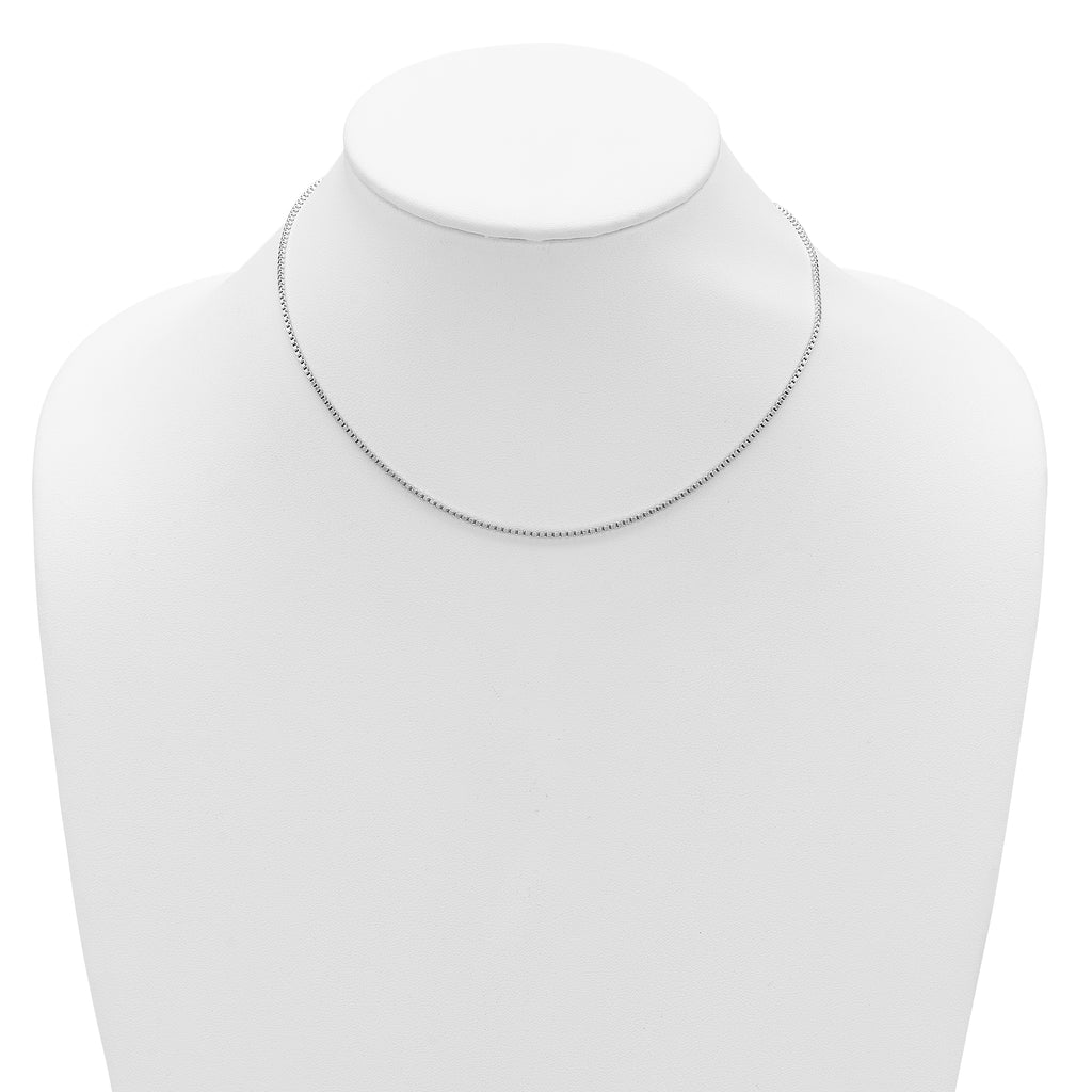SS Rh-plated 1.3mm Box 1in+1in Adjustable Chain
