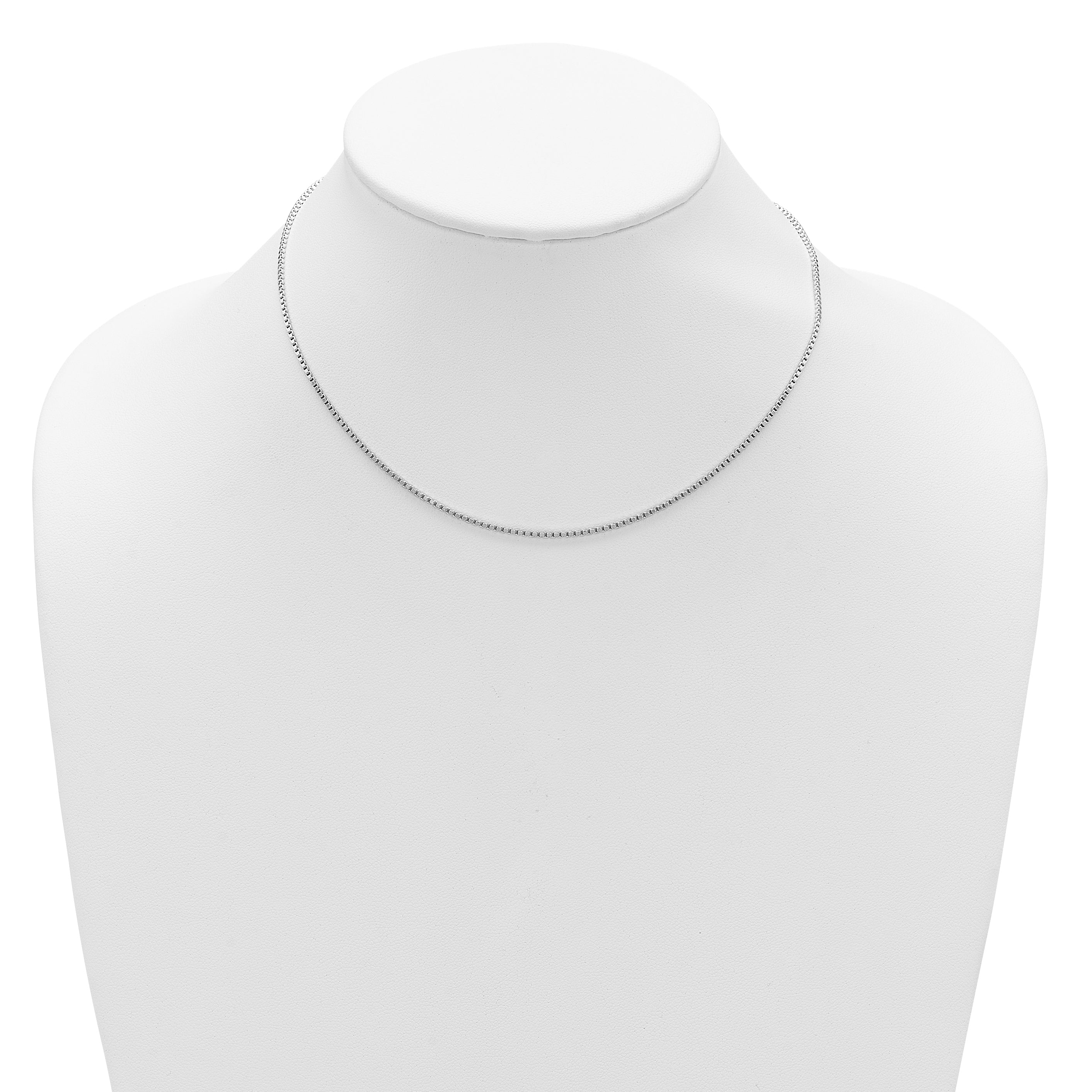 SS Rh-plated 1.3mm Box 1in+1in Adjustable Chain
