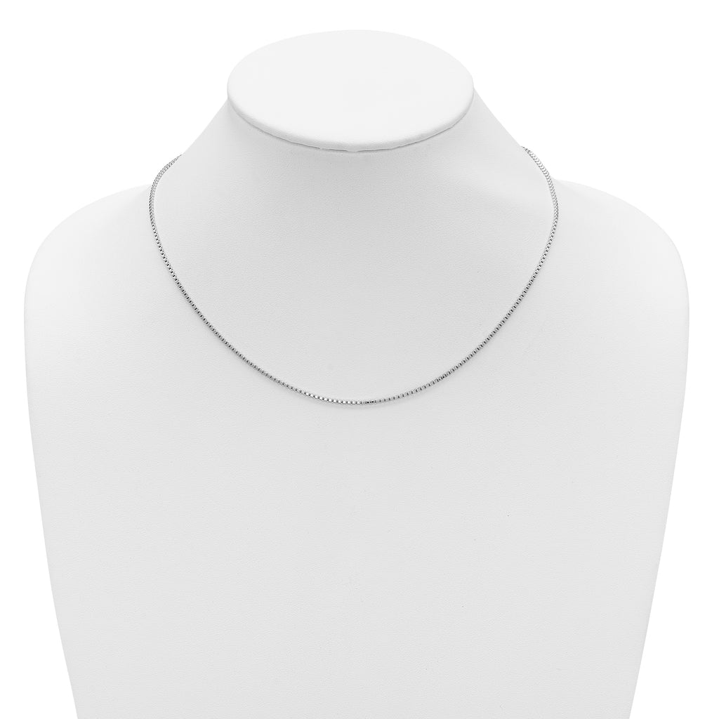 SS Rh-plated 1.3mm Box 1in+1in Adjustable Chain