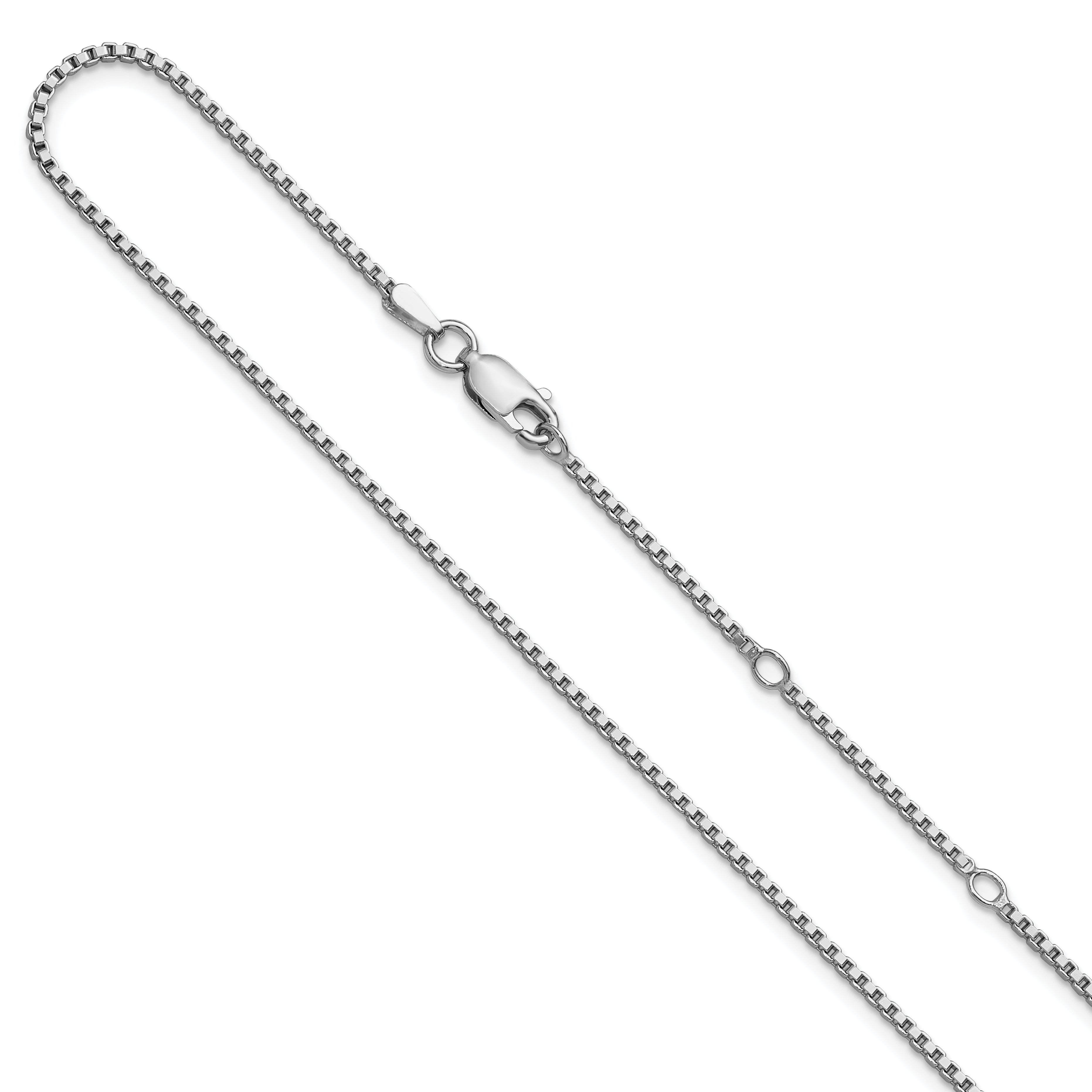 SS Rh-plated 1.3mm Box 1in+1in Adjustable Chain Main image