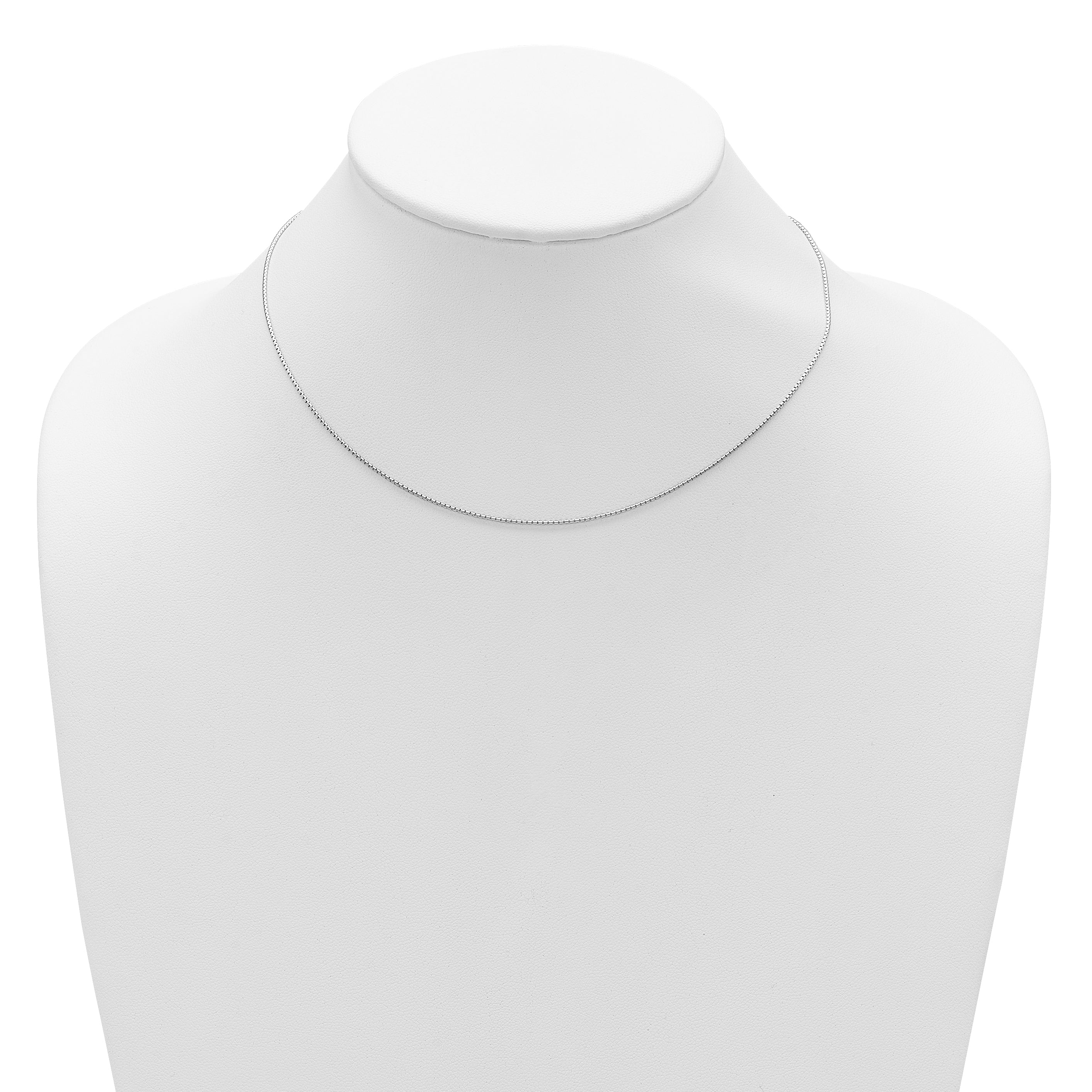 Sterling Silver Rh-plated .95mm Round Box 1in+1in Adj. Chain