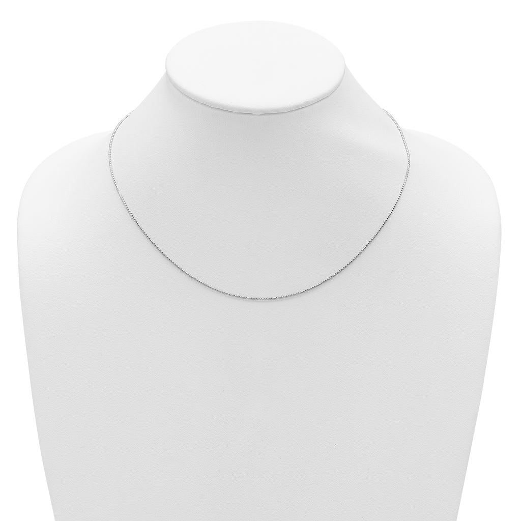 Sterling Silver Rh-plated .95mm Round Box 1in+1in Adj. Chain