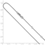 Sterling Silver Rh-plated .95mm Round Box 1in+1in Adj. Chain
