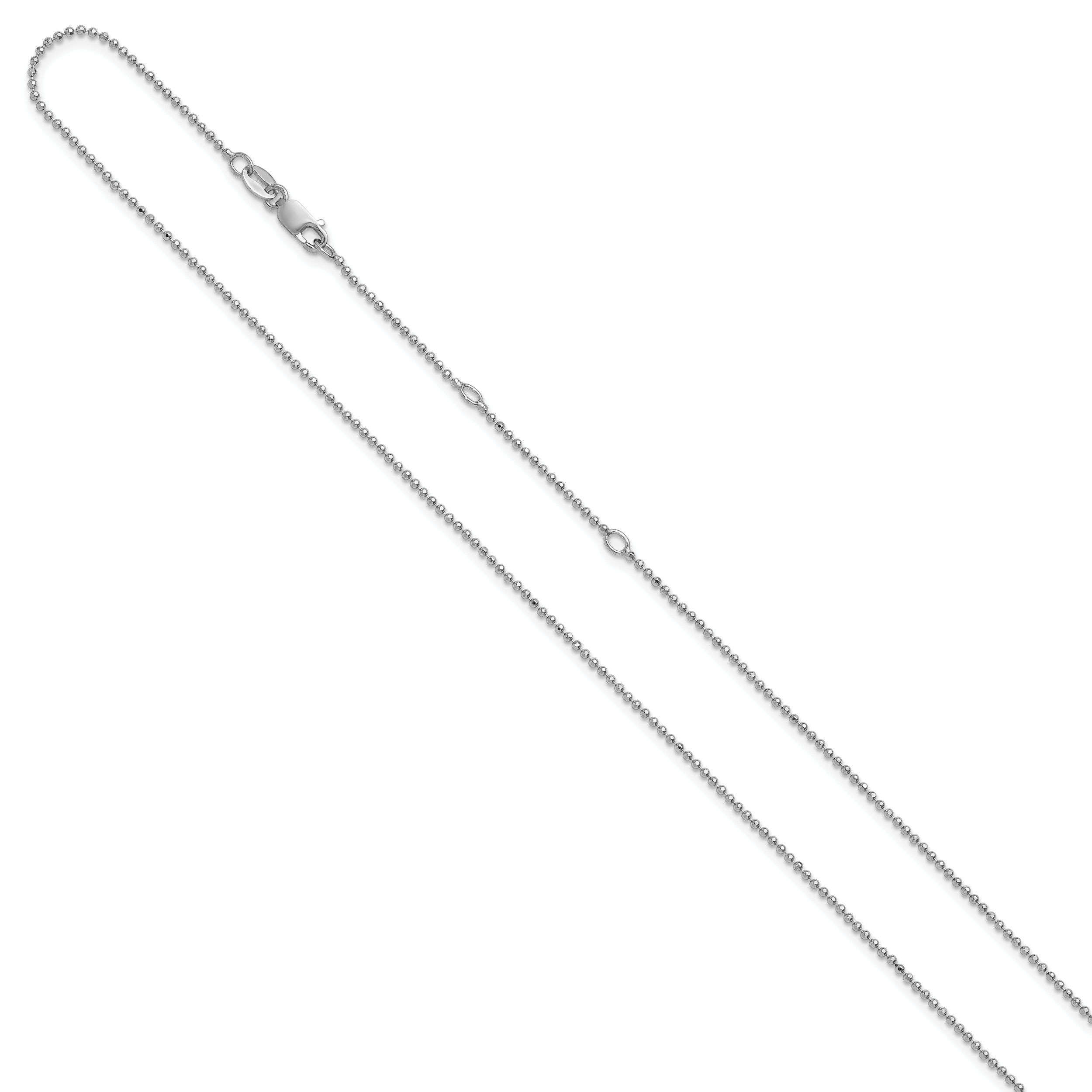 Sterling Silver Rh-plated 1.5mm Round Box 1in+1in Adj. Chain Secondary image