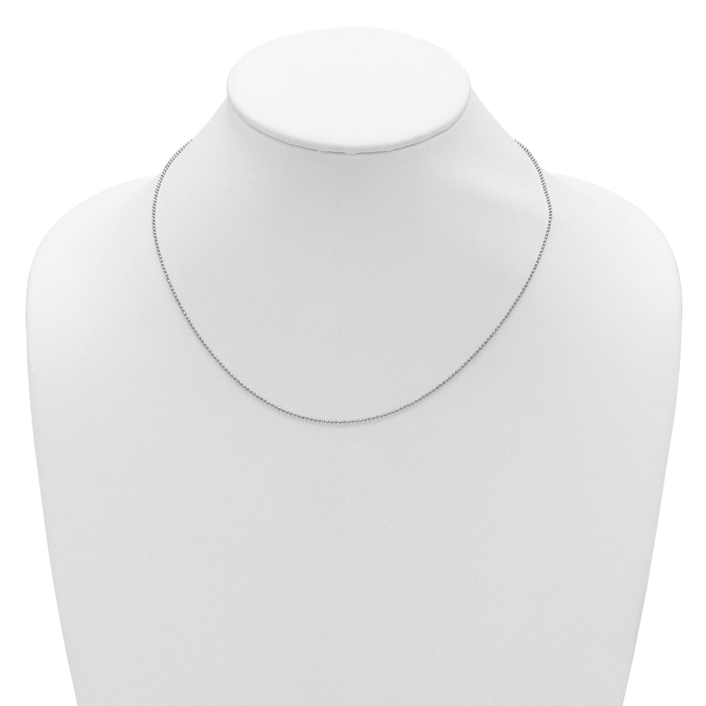 Sterling Silver Rh-plated 1.5mm Round Box 1in+1in Adj. Chain