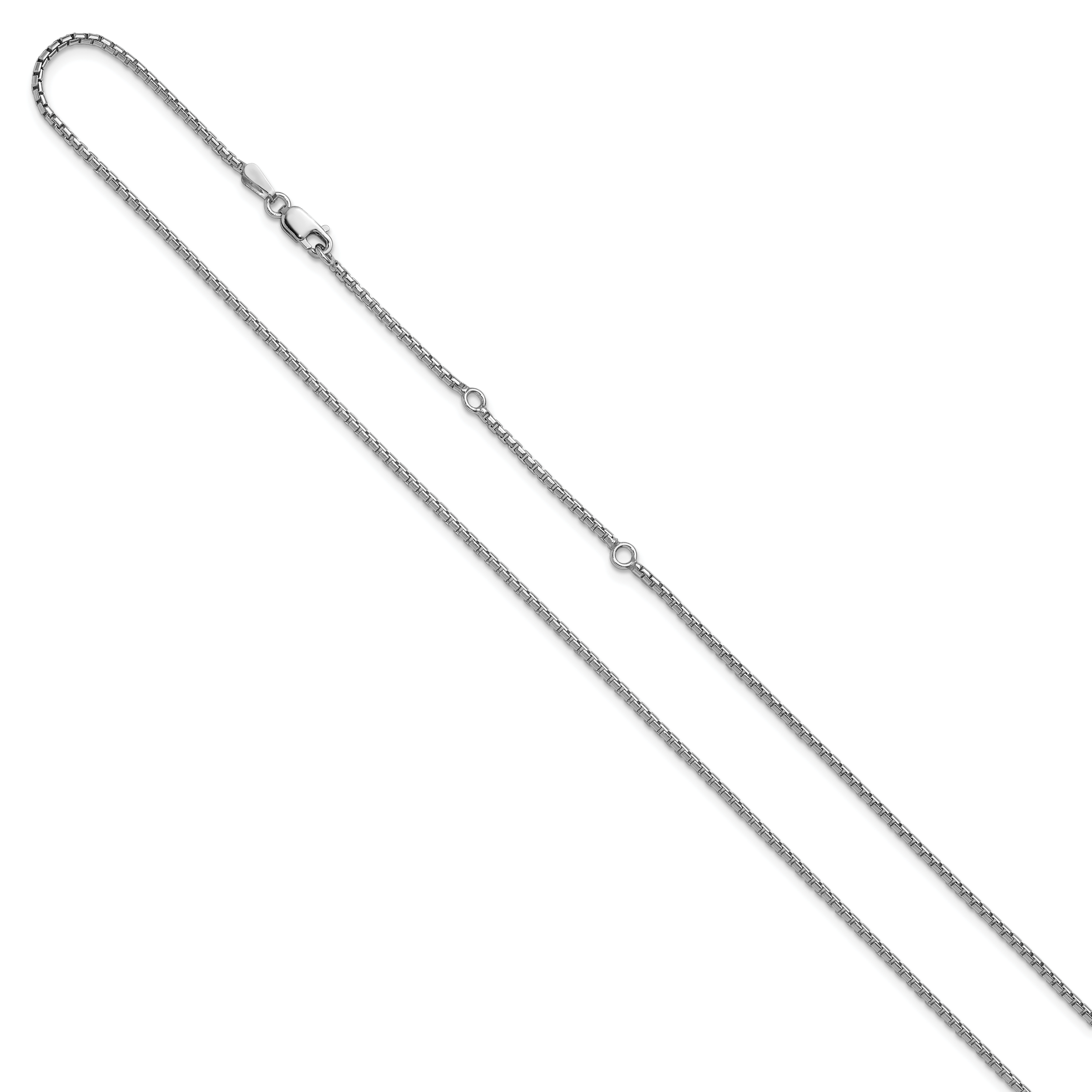 Sterling Silver Rh-plated 1.2mm Diamond-cut 1in+1in Adjustable Cha Secondary image