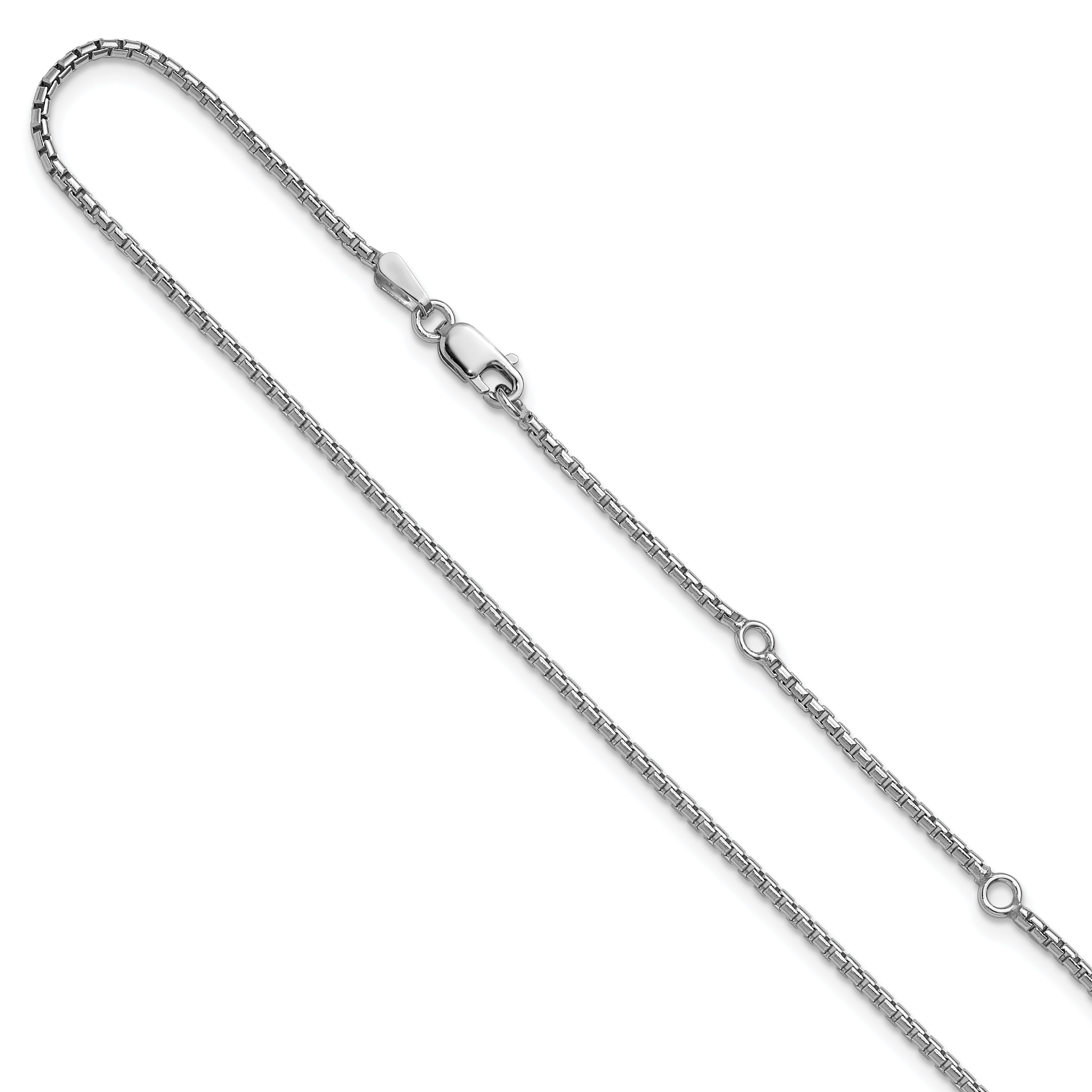 Sterling Silver Rh-plated 1.2mm Diamond-cut 1in+1in Adjustable Cha Main image