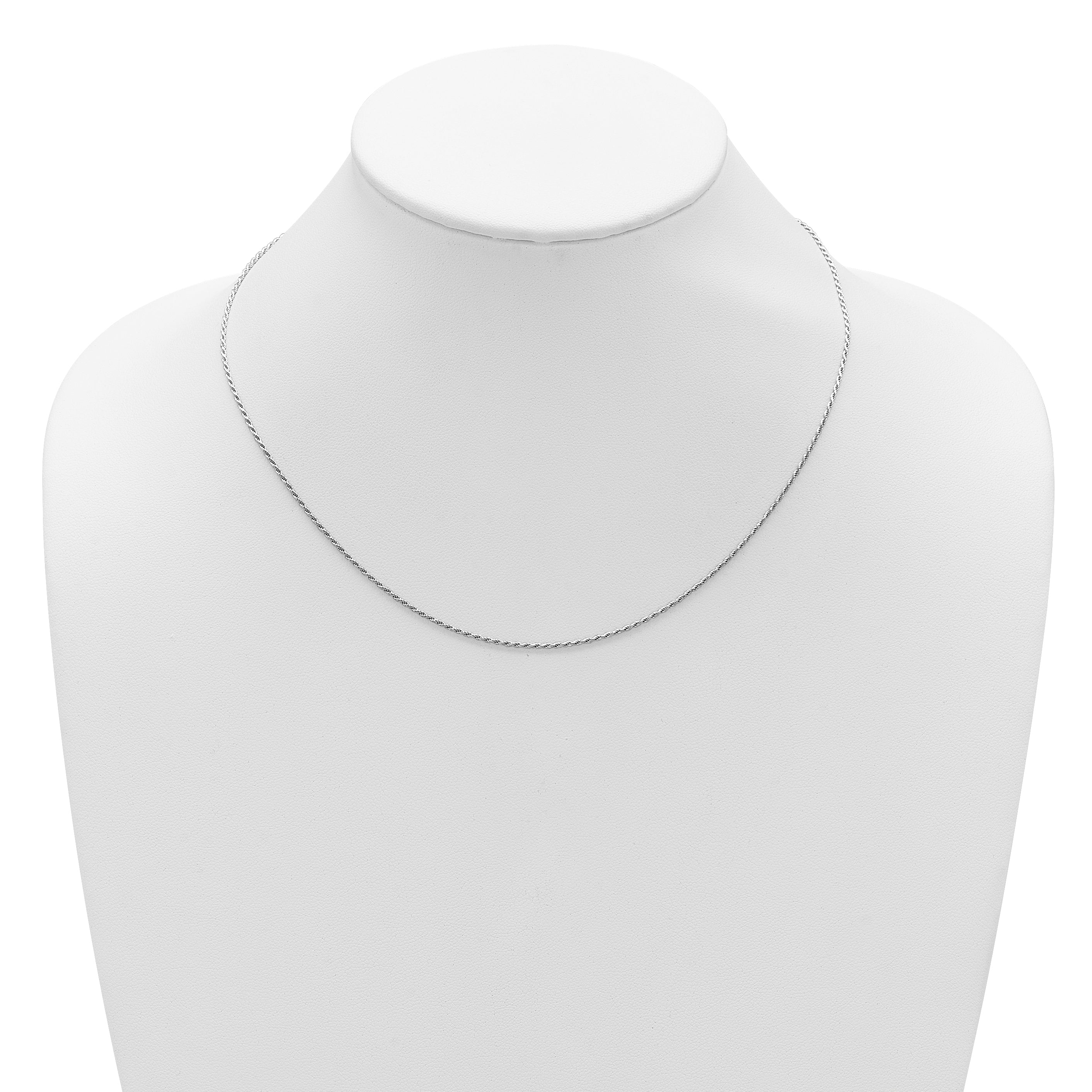 Sterling Silver RH-plt 1.2mm D/C Rope 1in+1in Adjustable Chain