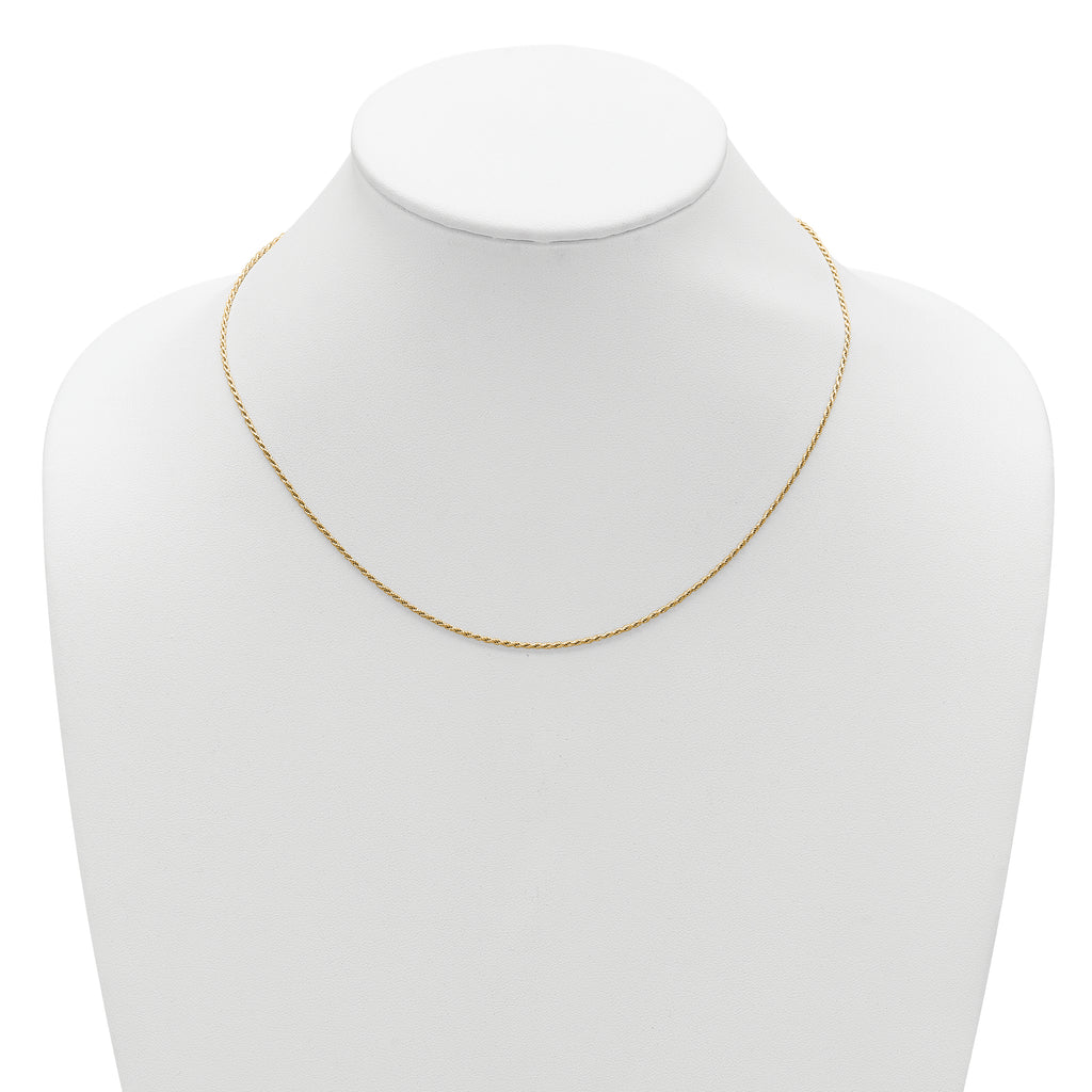 Sterling Silver Gold-plated 1.2mm D/C Rope 1in+1in Adjustable Chai
