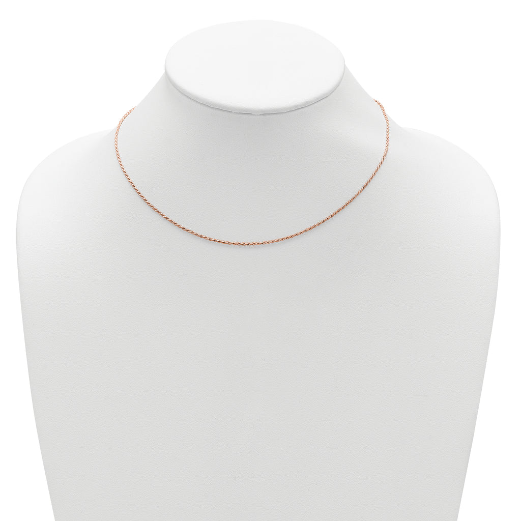 Sterling Silver Rose Gold-plt 1.2mm D/C Rope 1in+1in Adjustable Ch
