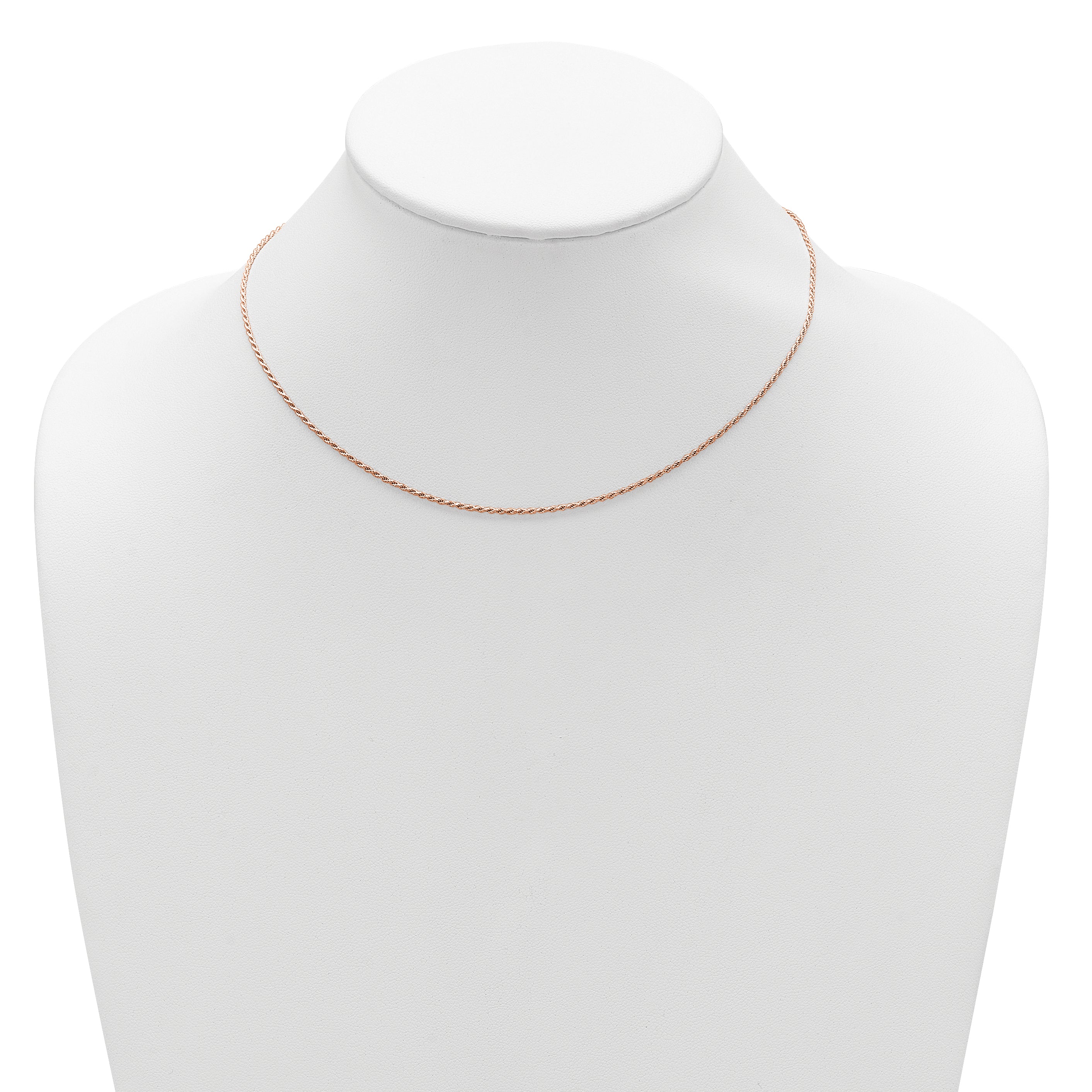 Sterling Silver Rose Gold-plt 1.2mm D/C Rope 1in+1in Adjustable Ch