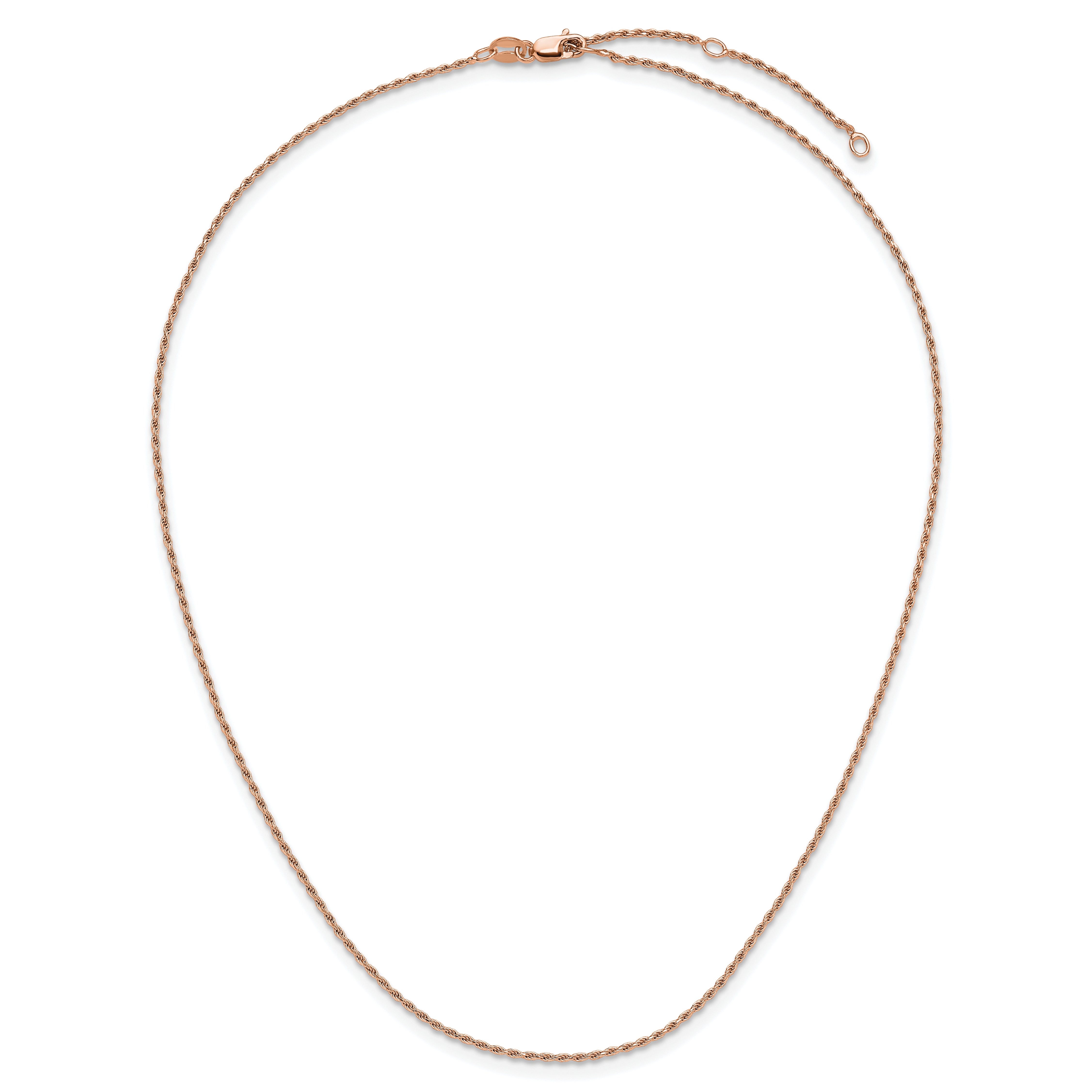 Sterling Silver Rose Gold-plt 1.2mm D/C Rope 1in+1in Adjustable Ch