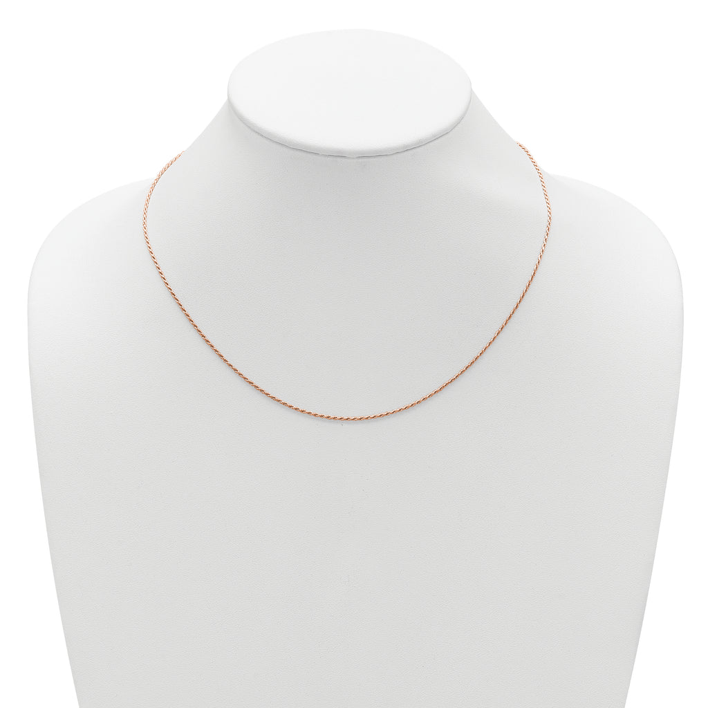 Sterling Silver Rose Gold-plt 1.2mm D/C Rope 1in+1in Adjustable Ch