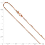 Sterling Silver Rose Gold-plt 1.2mm D/C Rope 1in+1in Adjustable Ch