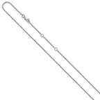 Sterling Silver RH-plt 1.4mm D/C Rope 1in+1in Adjustable Chain