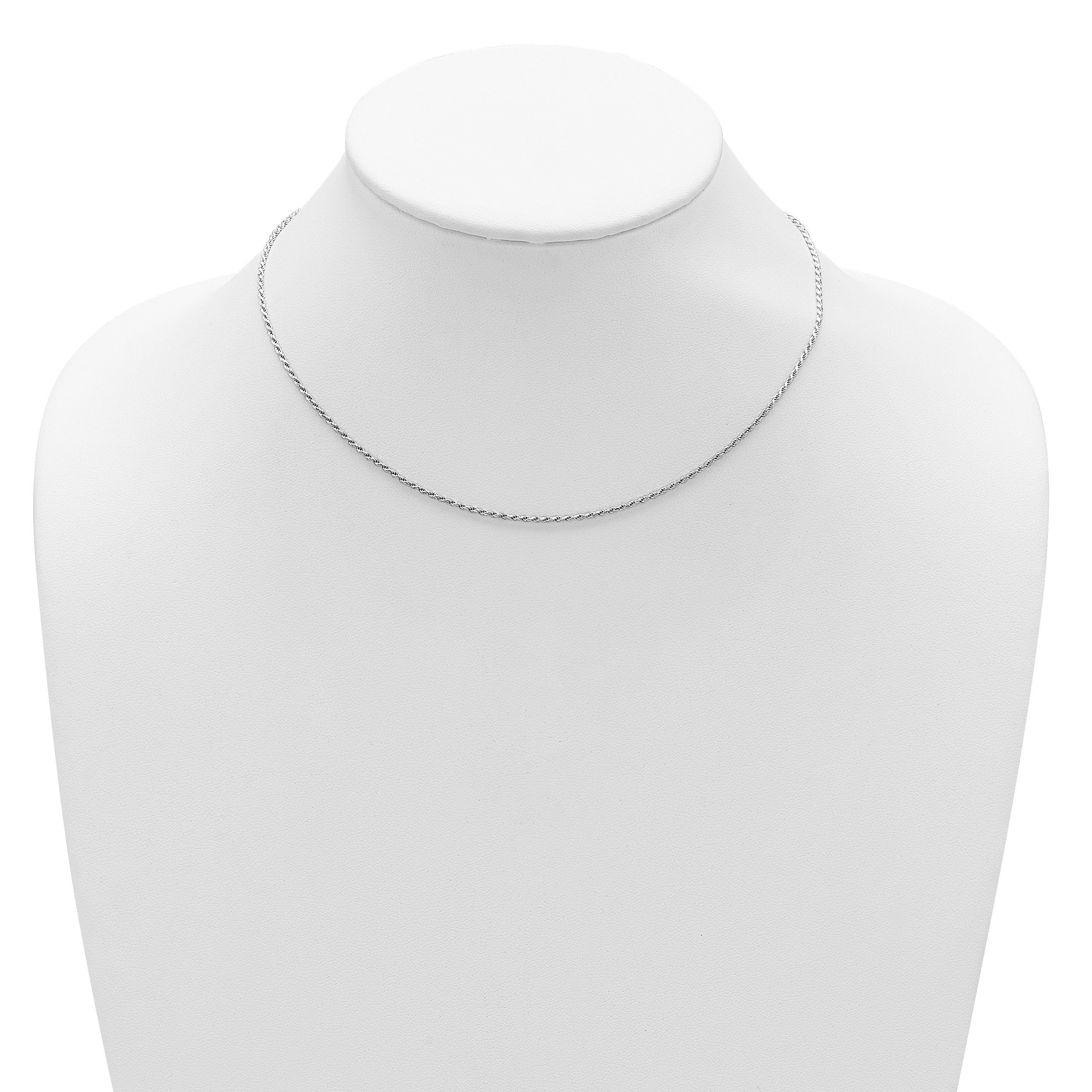 Sterling Silver RH-plt 1.4mm D/C Rope 1in+1in Adjustable Chain