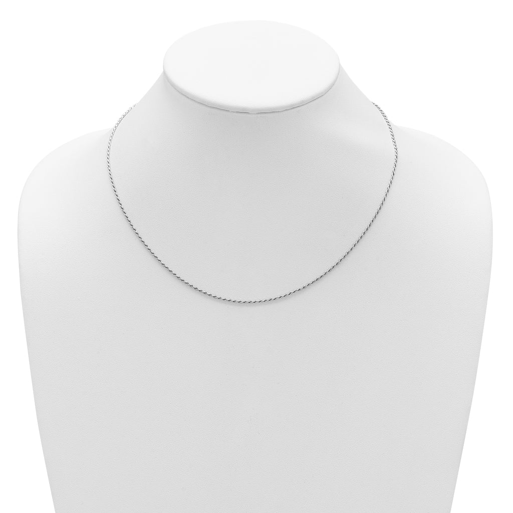 Sterling Silver RH-plt 1.4mm D/C Rope 1in+1in Adjustable Chain
