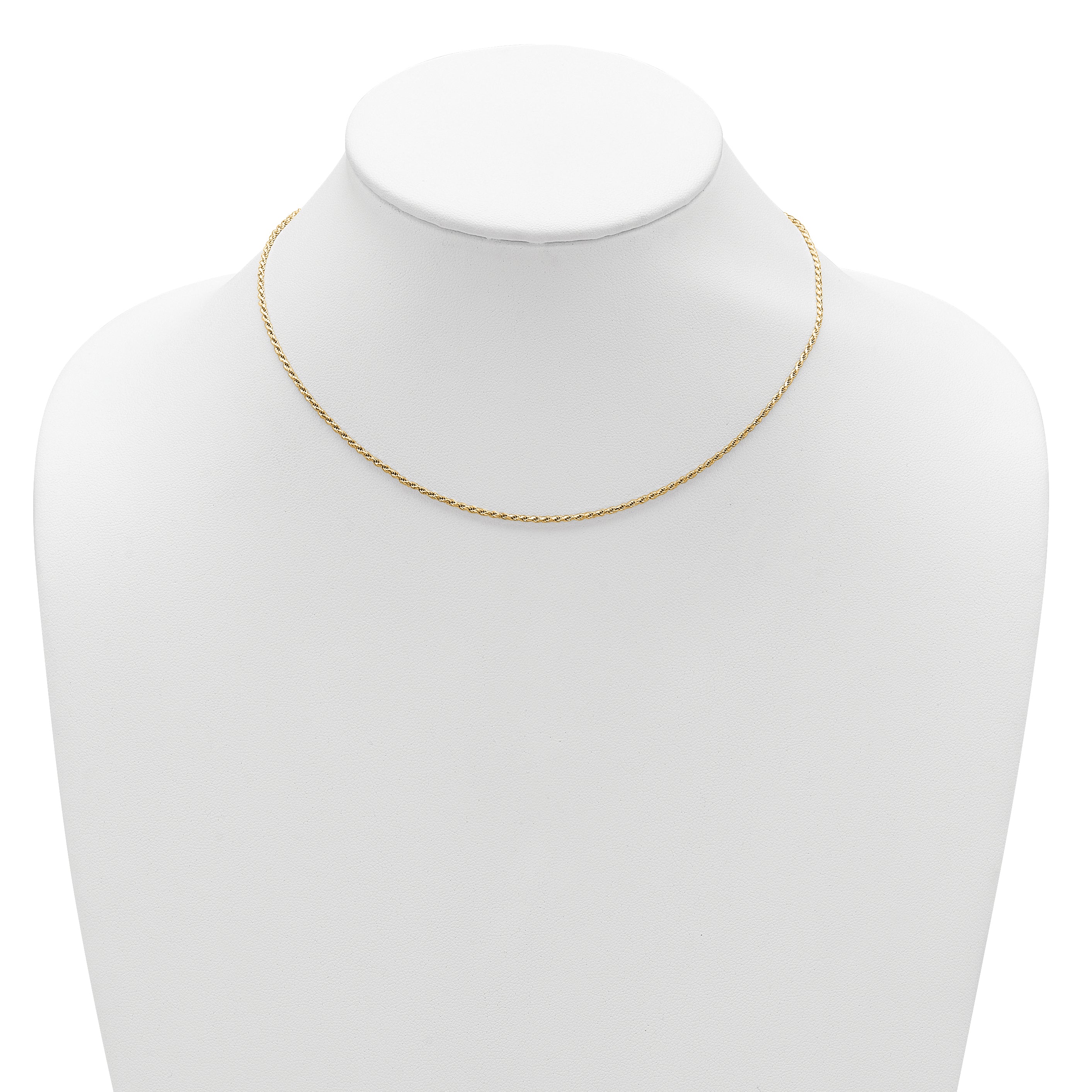 Sterling Silver Gold-plated 1.4mm D/C Rope 1in+1in Adjustable Chai