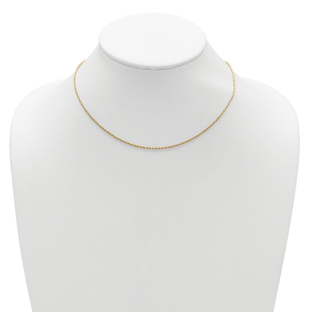 Sterling Silver Gold-plated 1.4mm D/C Rope 1in+1in Adjustable Chai