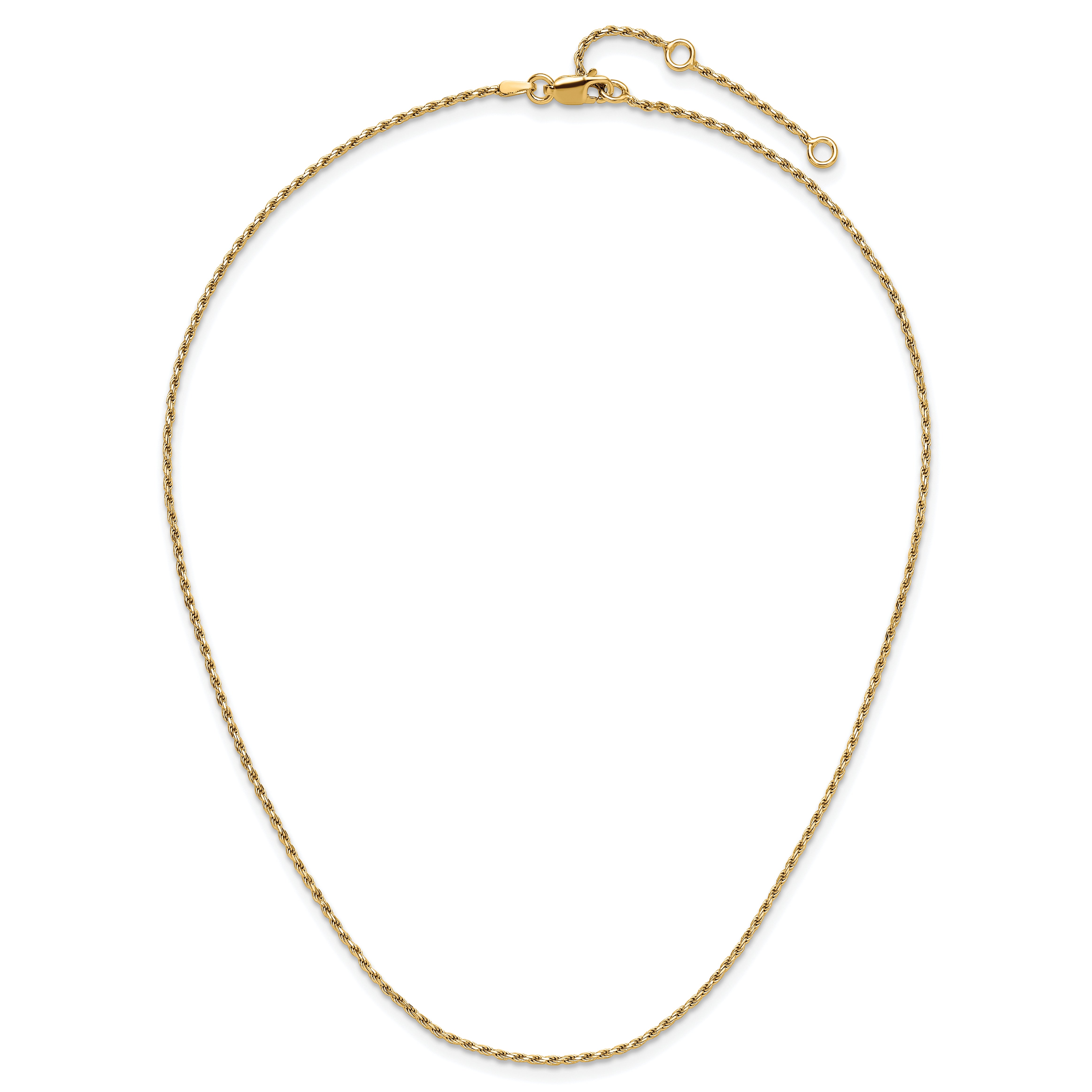 Sterling Silver Gold-plated 1.4mm D/C Rope 1in+1in Adjustable Chai