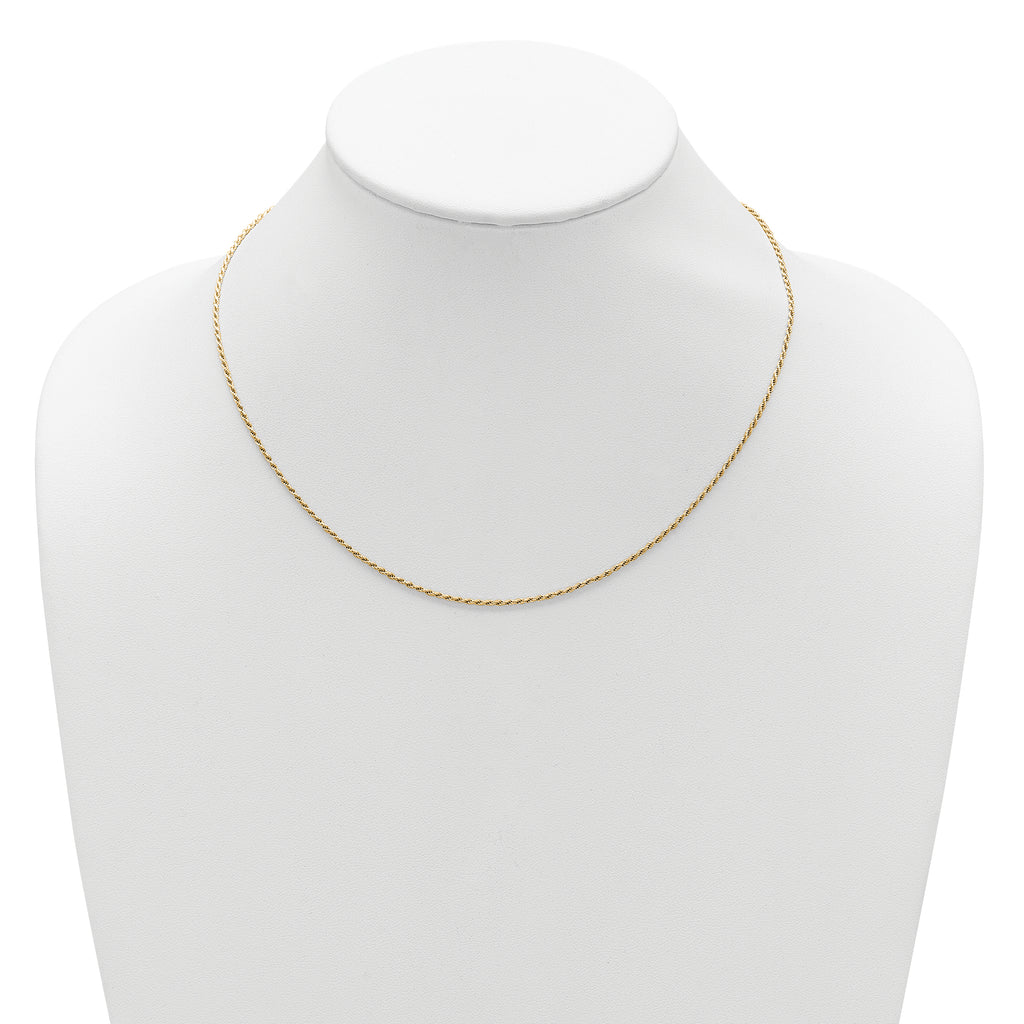 Sterling Silver Gold-plated 1.4mm D/C Rope 1in+1in Adjustable Chai