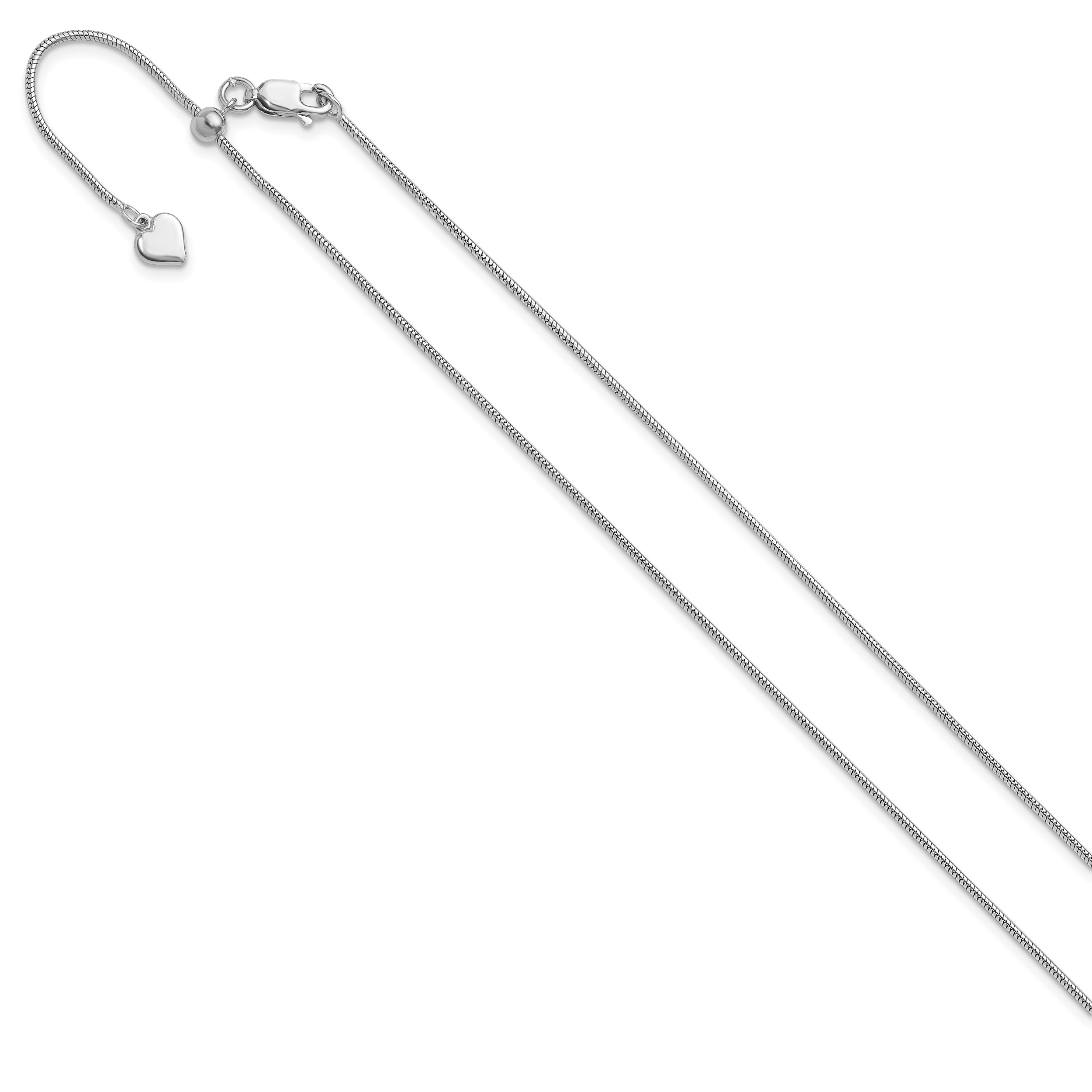 Sterling Silver RH-plated Adjustable 1.1mm Snake Chain Secondary image
