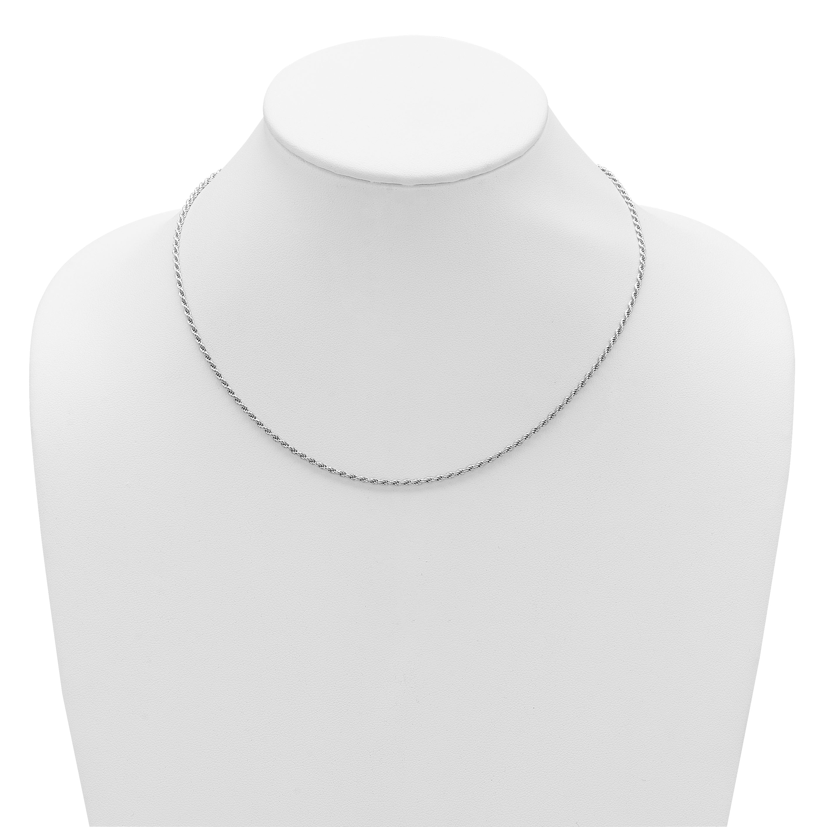 Sterling Silver RH-plt 2mm D/C Rope 1in+1in Adjustable Chain