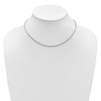Sterling Silver RH-plt 2.2mm D/C Rope 1in+1in Adjustable Chain