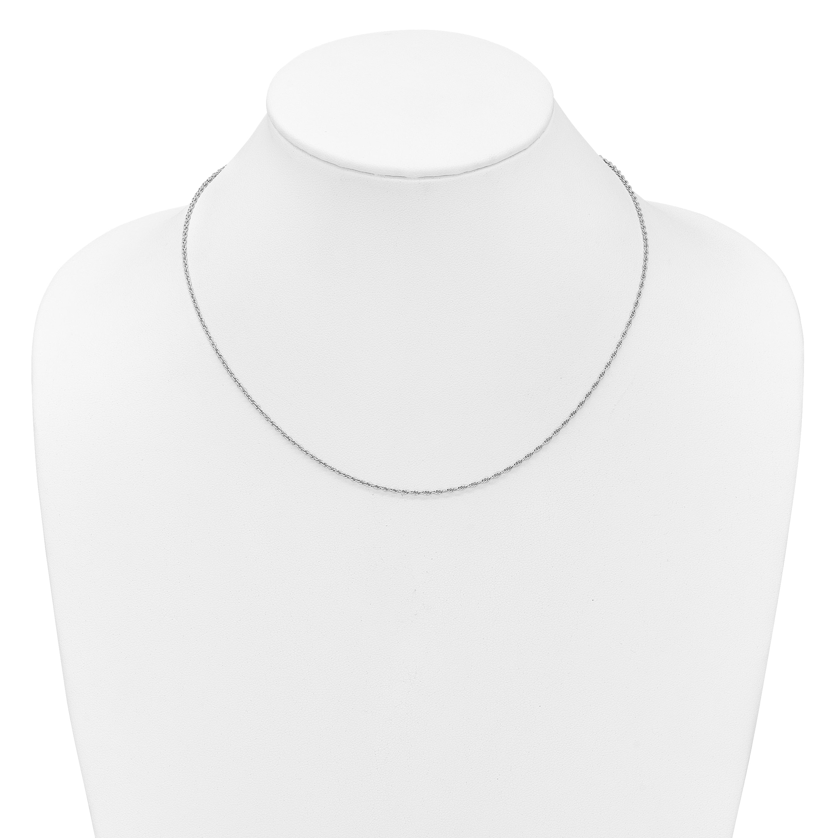Sterling Silver RH-plt 1.55mm Loose Rope 1in+1in Adjustable Chain