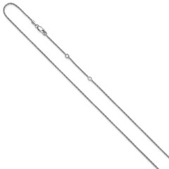 Sterling Silver RH-plt 1.2mm D/C Popcorn 1in+1in Adjustable Chain