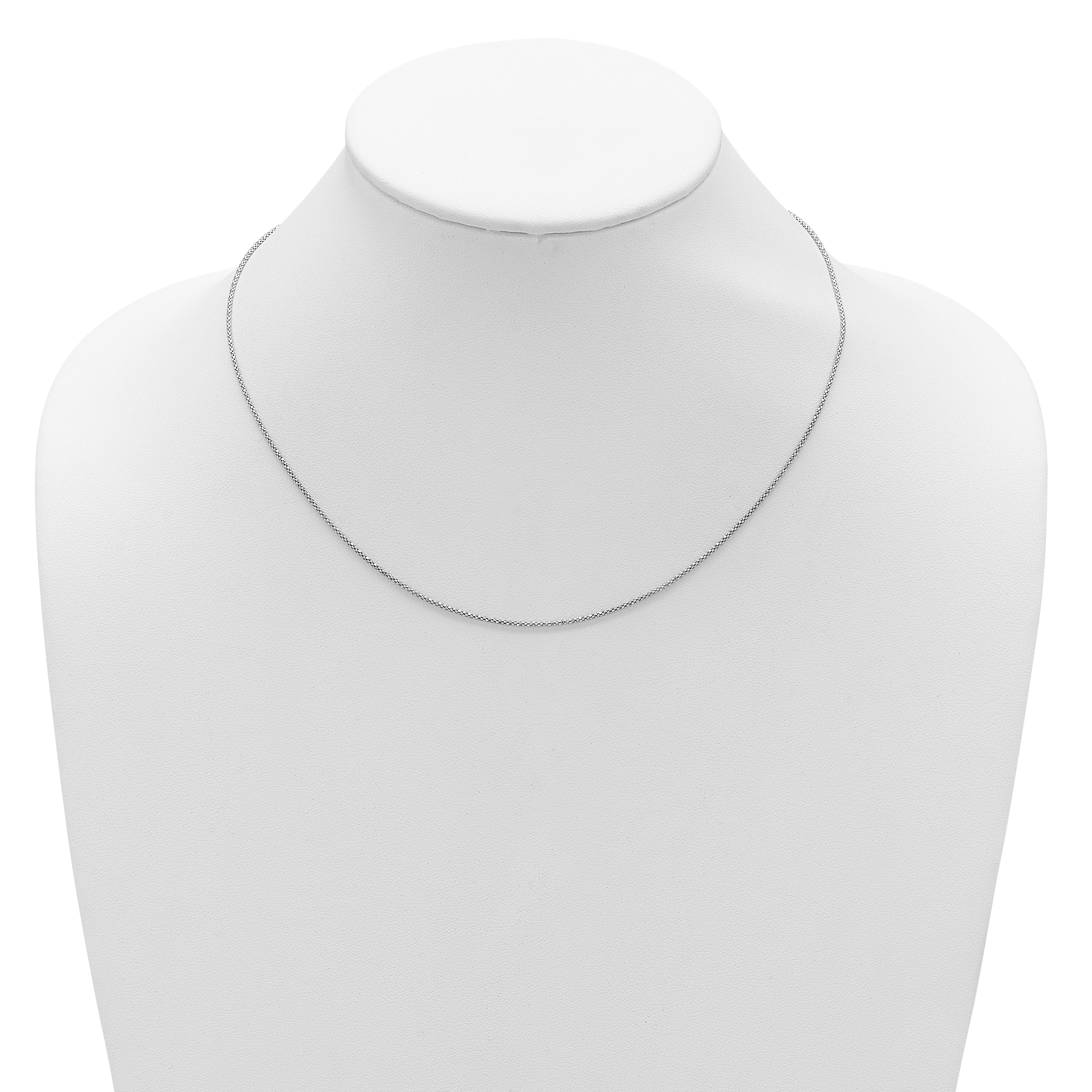 Sterling Silver RH-plt 1.2mm D/C Popcorn 1in+1in Adjustable Chain