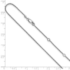 Sterling Silver RH-plt 1.2mm D/C Popcorn 1in+1in Adjustable Chain