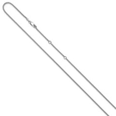 Sterling Silver RH-plt 1.4mm Popcorn 1in+1in Adjustable Chain