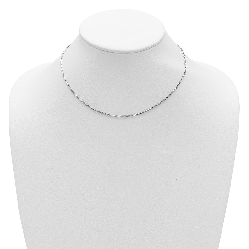 Sterling Silver RH-plt 1.4mm Popcorn 1in+1in Adjustable Chain