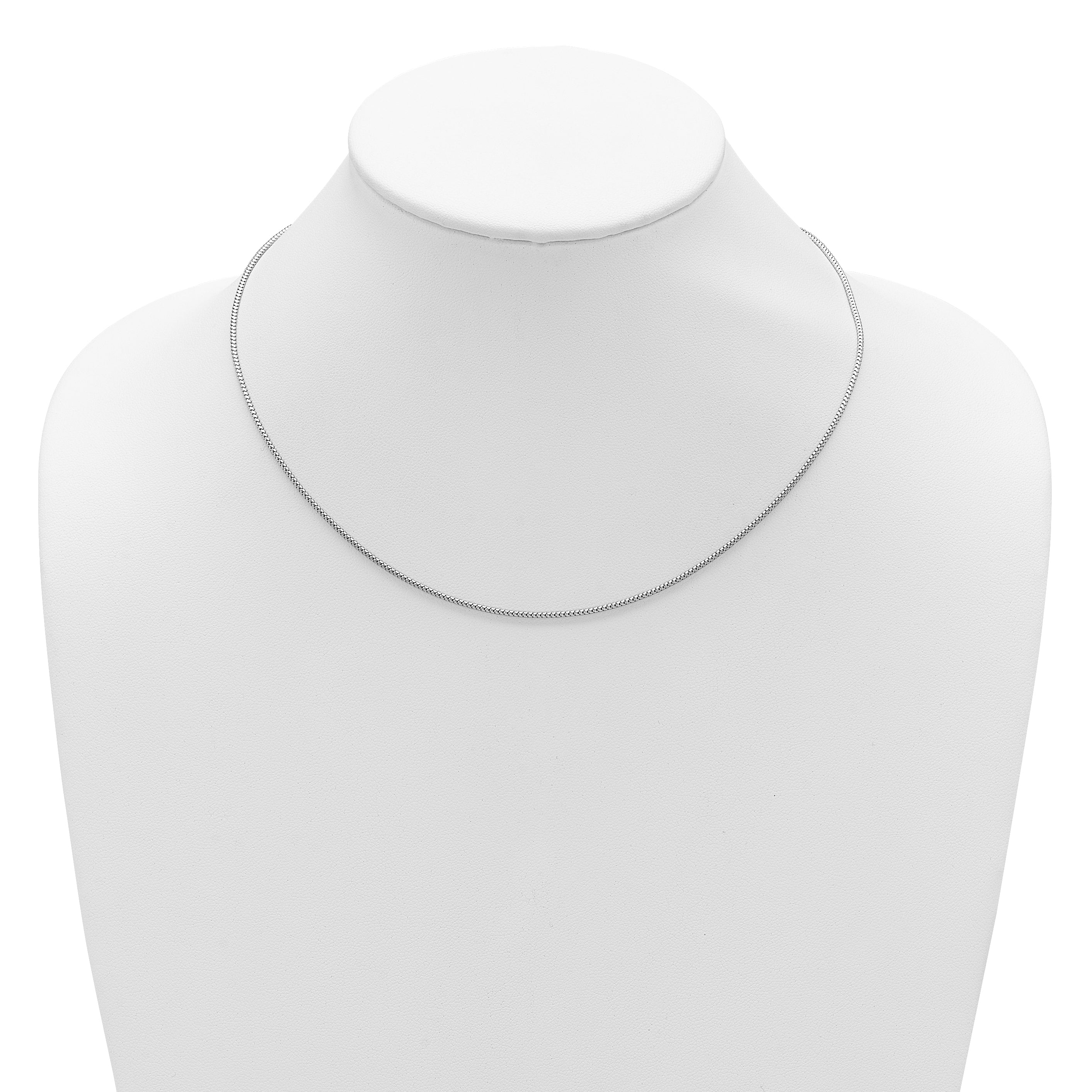 Sterling Silver RH-plt 1.4mm Popcorn 1in+1in Adjustable Chain