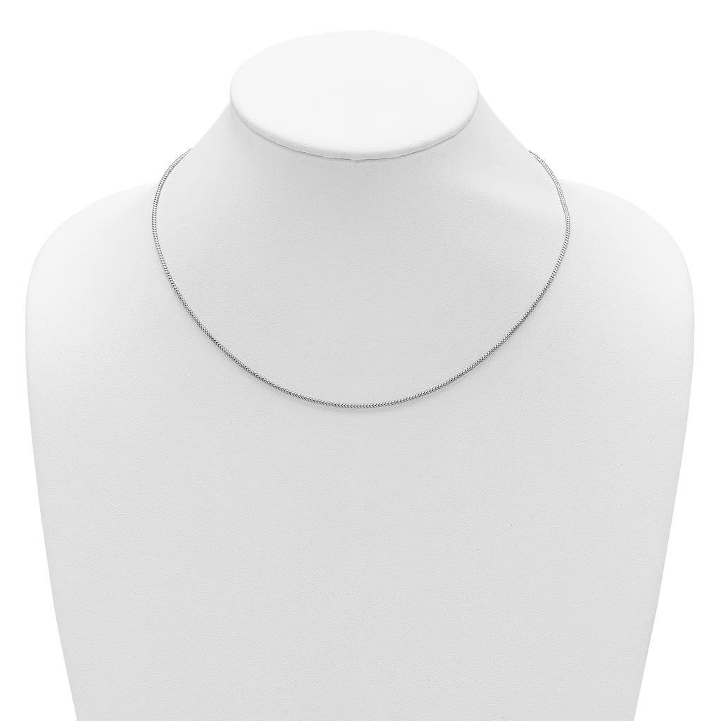 Sterling Silver RH-plt 1.4mm Popcorn 1in+1in Adjustable Chain