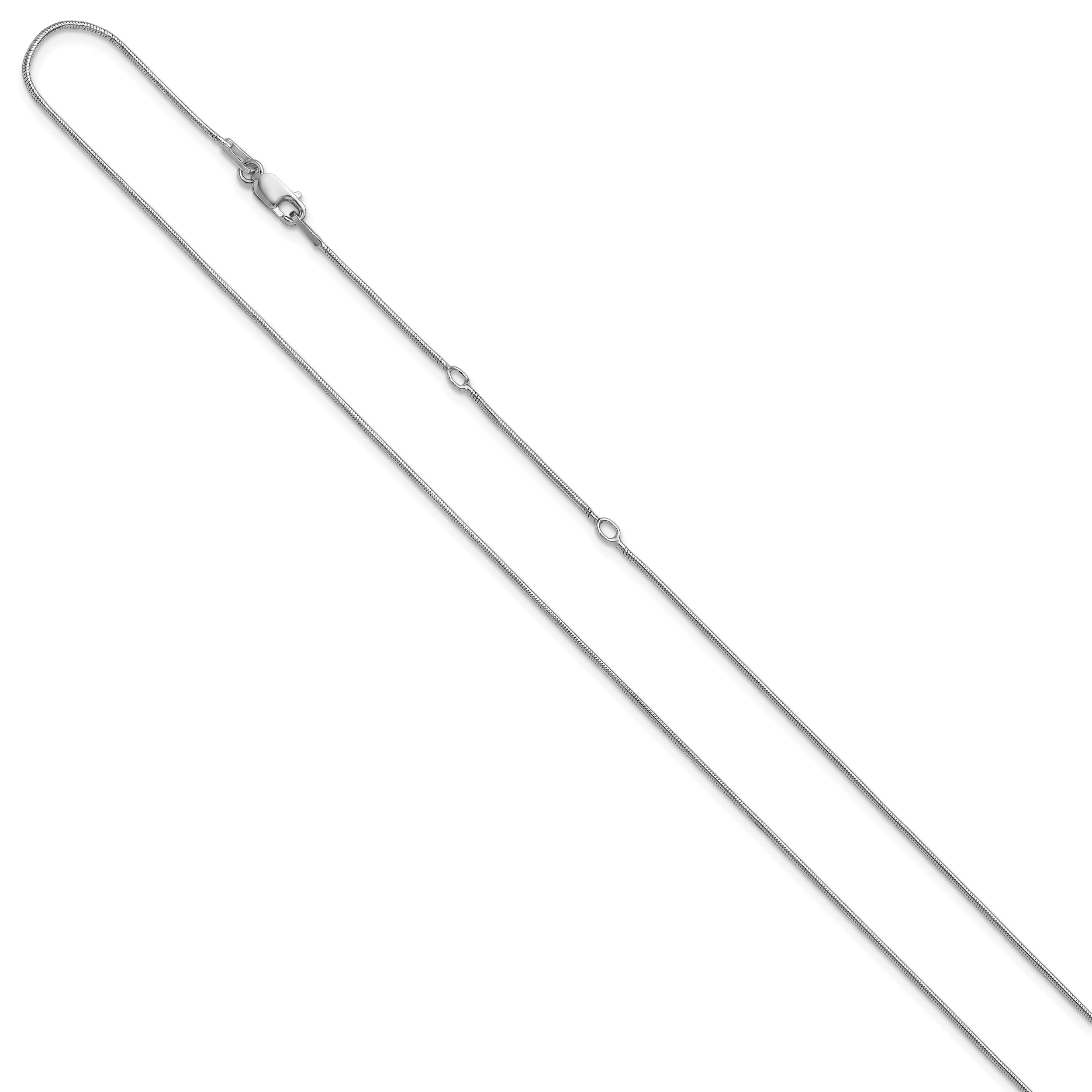 SS Rh-plat .95mm Round Snake 1in+1in Adjustable Chain
