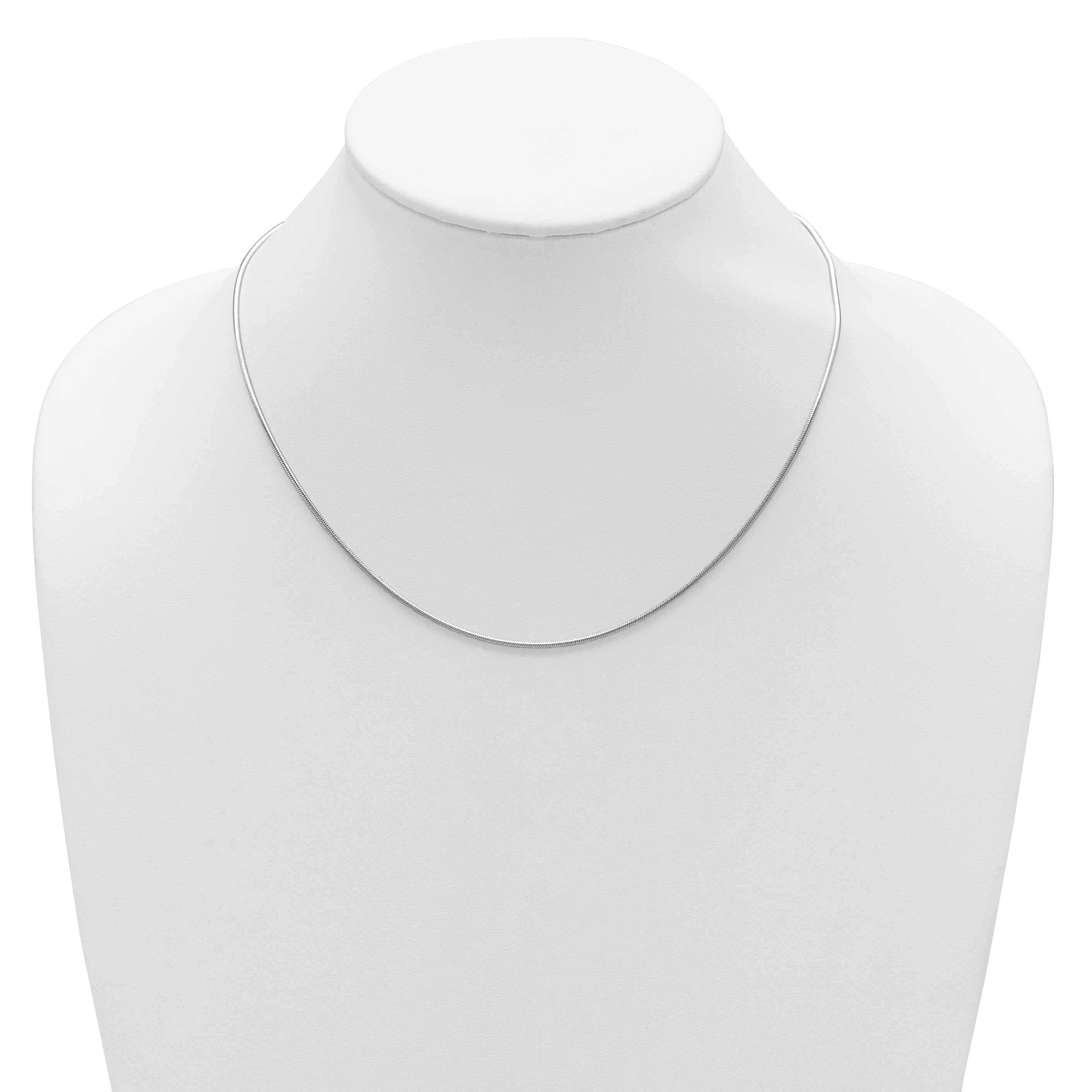 SS Rh-plat 1.4mm Round Snake 1in+1in Adjustable Chain