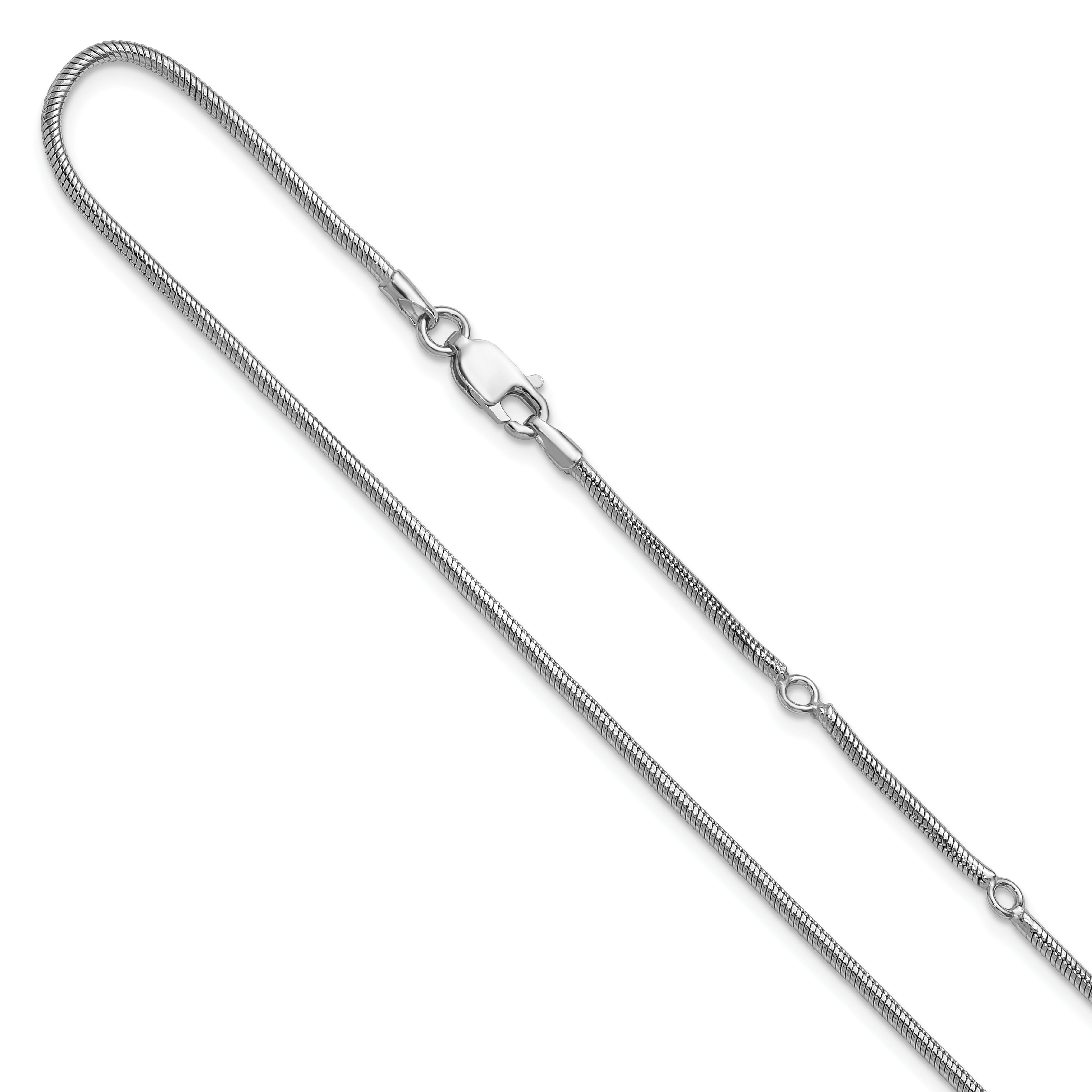 SS Rh-plat 1.6mm Round Snake 1in+1in Adjustable Chain Main image