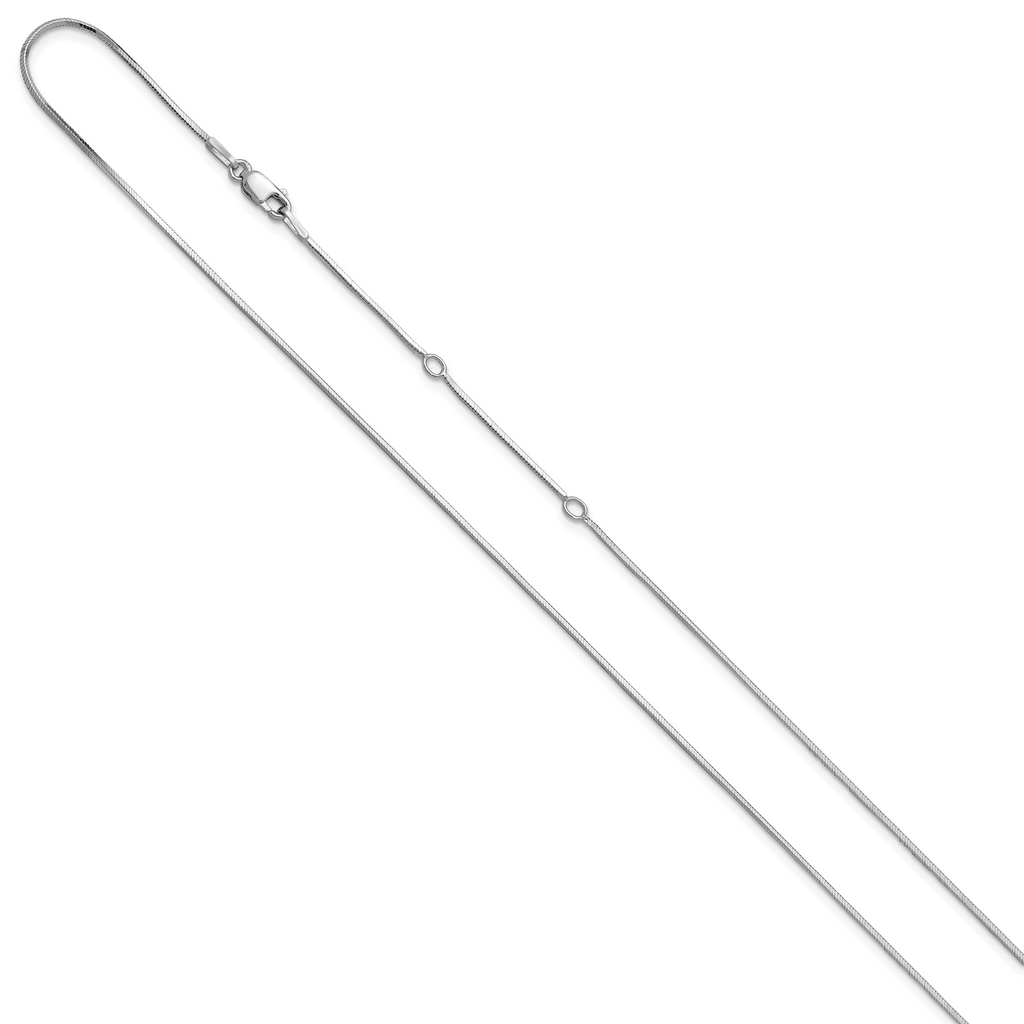 SS RH-plated 1mm D/C Square Snake 1in+1in Adjustable Chain