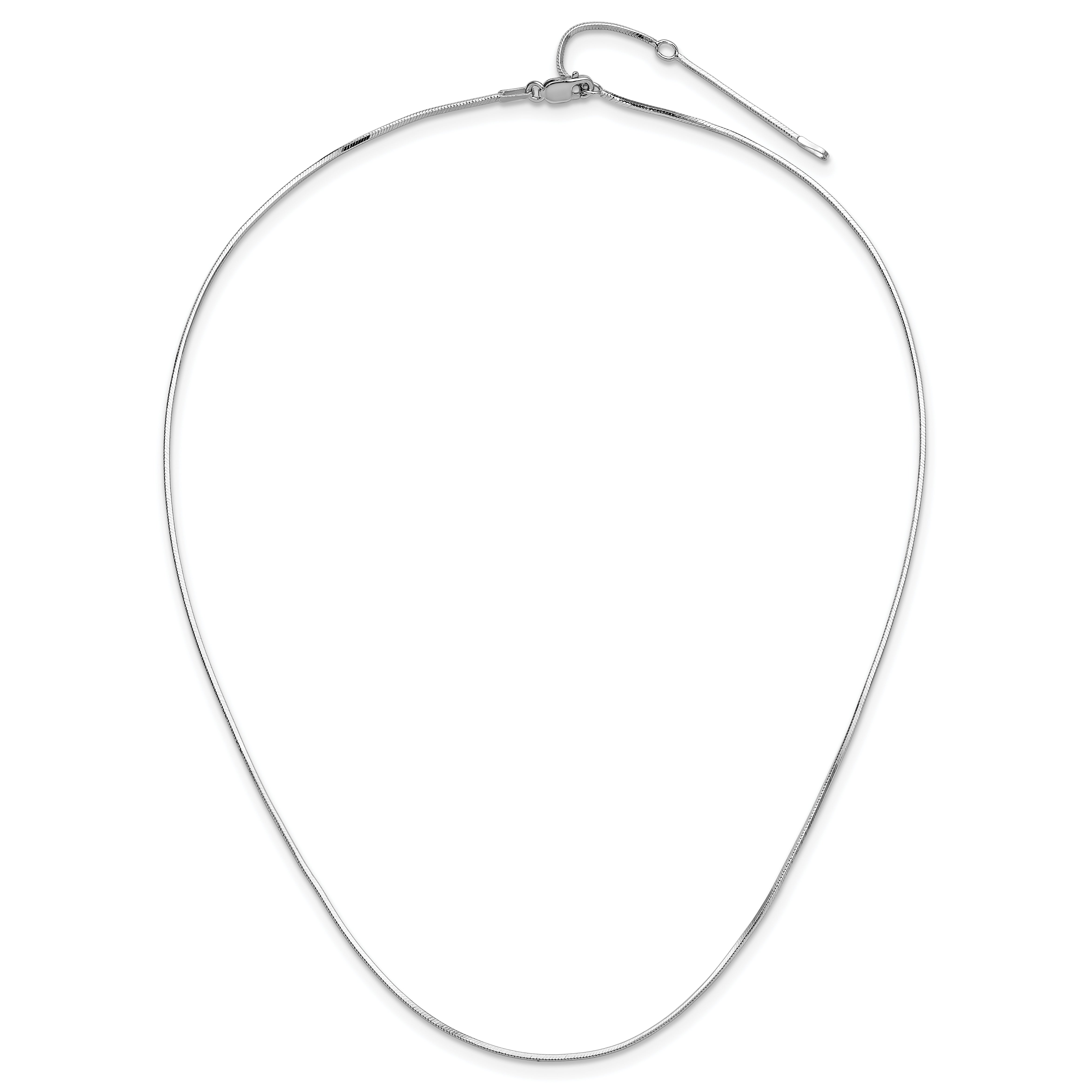 SS RH-plated 1mm D/C Square Snake 1in+1in Adjustable Chain