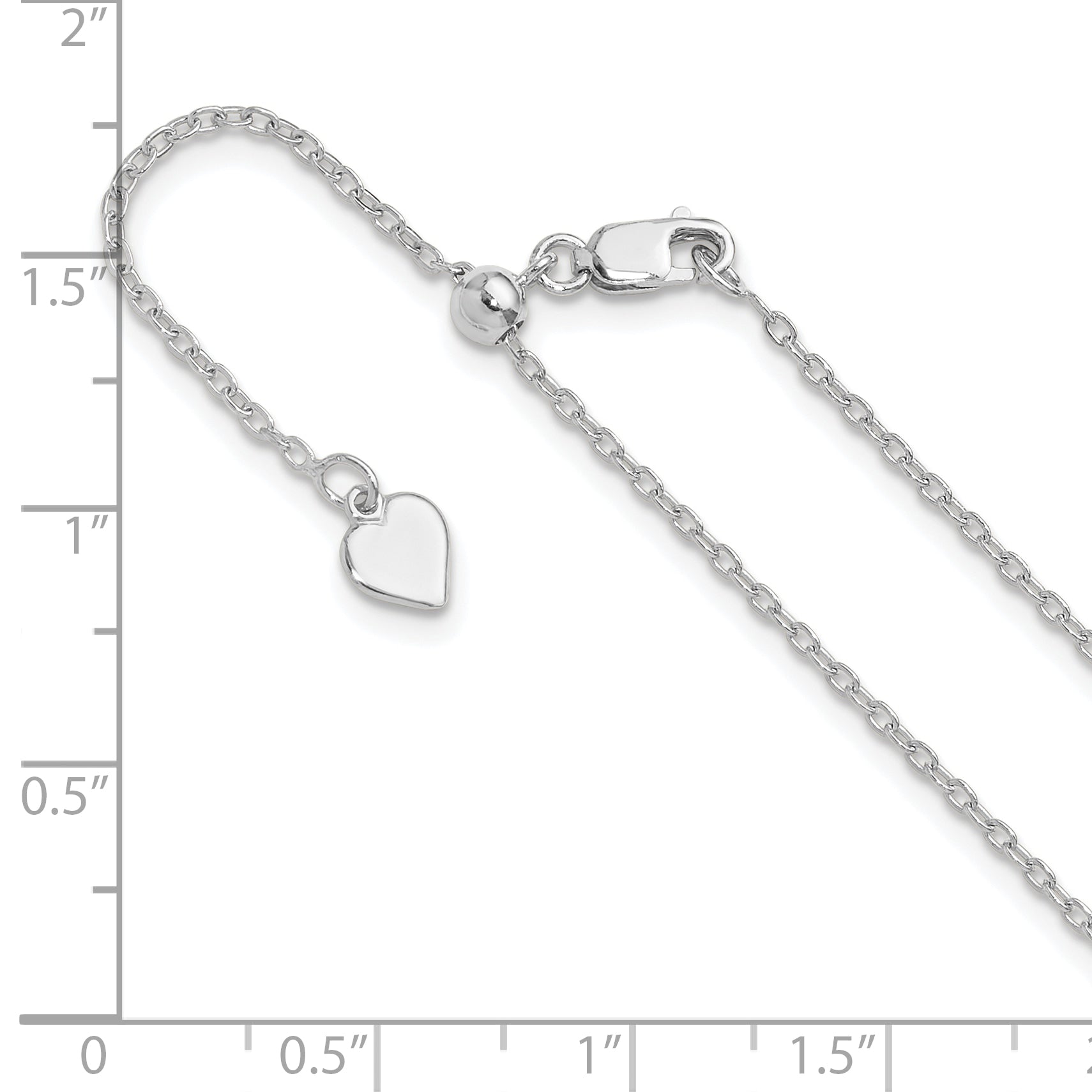 Sterling Silver RH-plated Adjustable 1.4mm Cable Chain