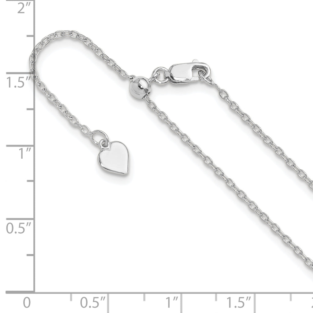 Sterling Silver RH-plated Adjustable 1.4mm Cable Chain
